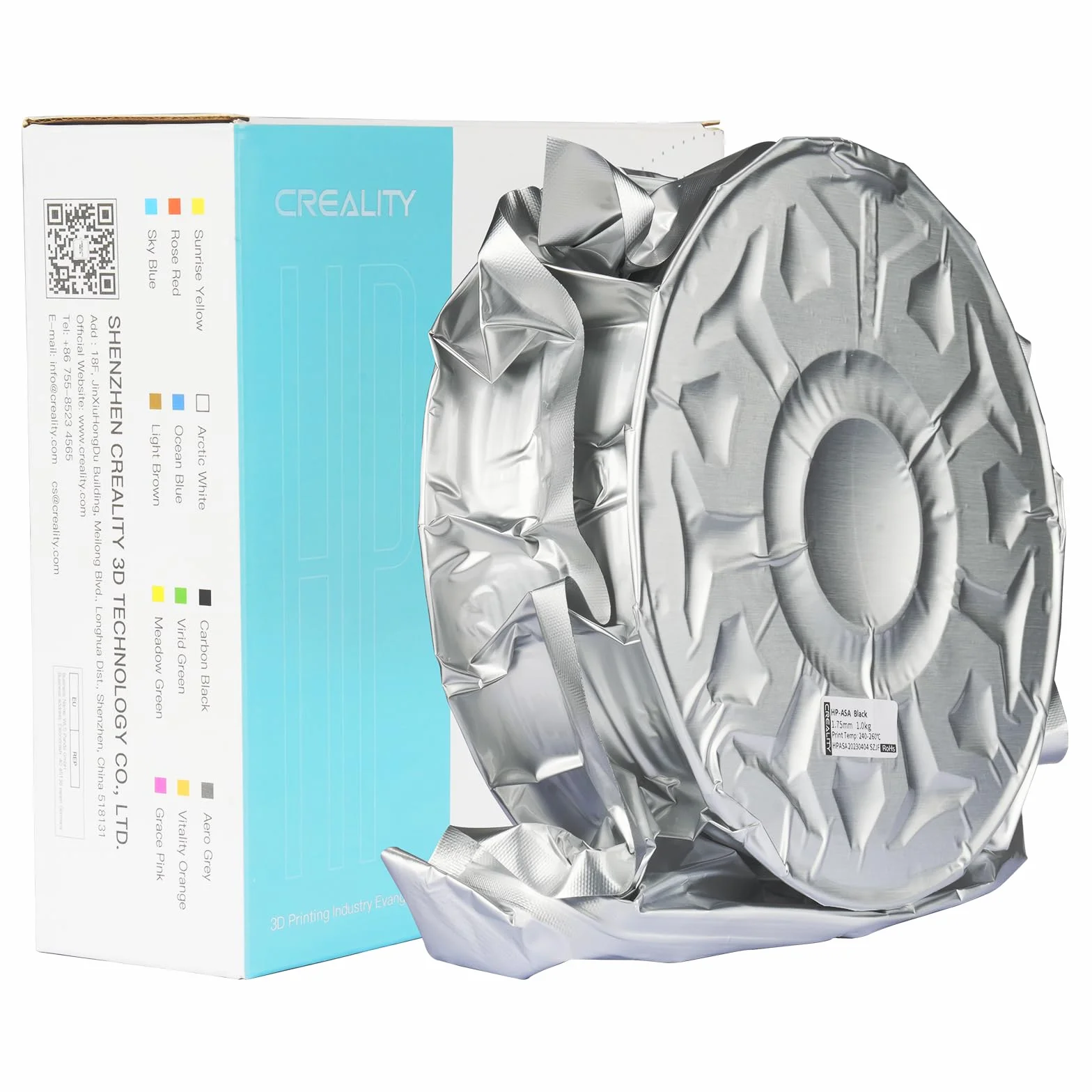 Creality Filament ASA 1,75 mm, czarny, do drukarek 3D, 1 kg, odpowiedni do drukowania funkcjonalnych części na zewnątrz, odporny na warunki atmosferyczne i ciepło