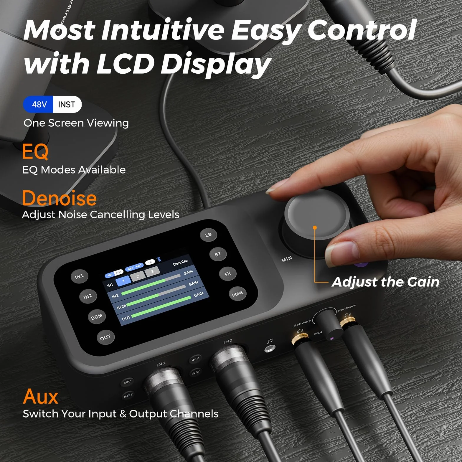 AMIX40U Interfejs audio z przedwzmacniaczem Pro, 10 kanałów, Dual XLR/6,35 mm, 48 V Phantom Power, Bluetooth, LCD