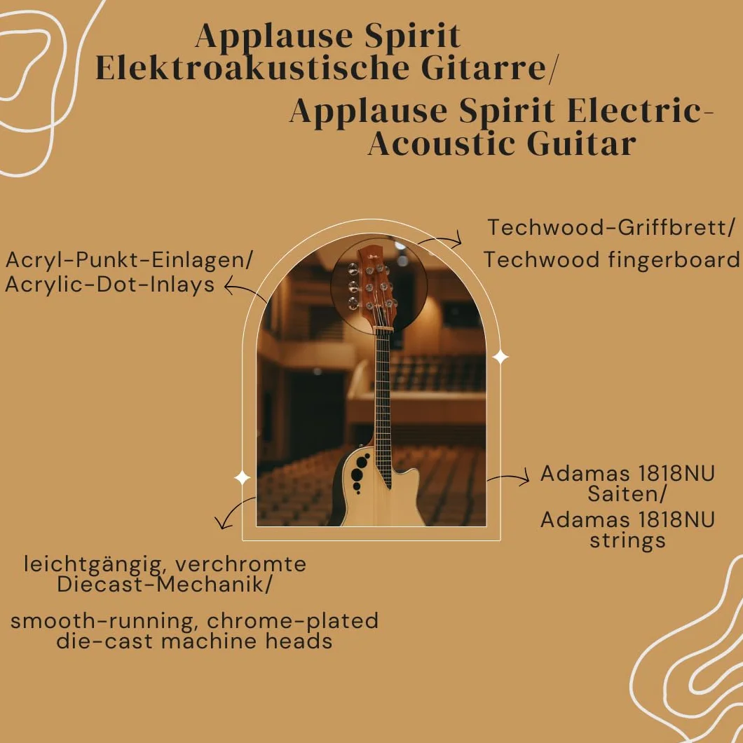 Applause gitara elektroakustyczna Spirit - selekcjonowany świerkowy top - korpus Lyrachord o średniej głębokości - cutaway - przedwzmacniacz AP2T + tuner - naturalny - AAE-044-4S