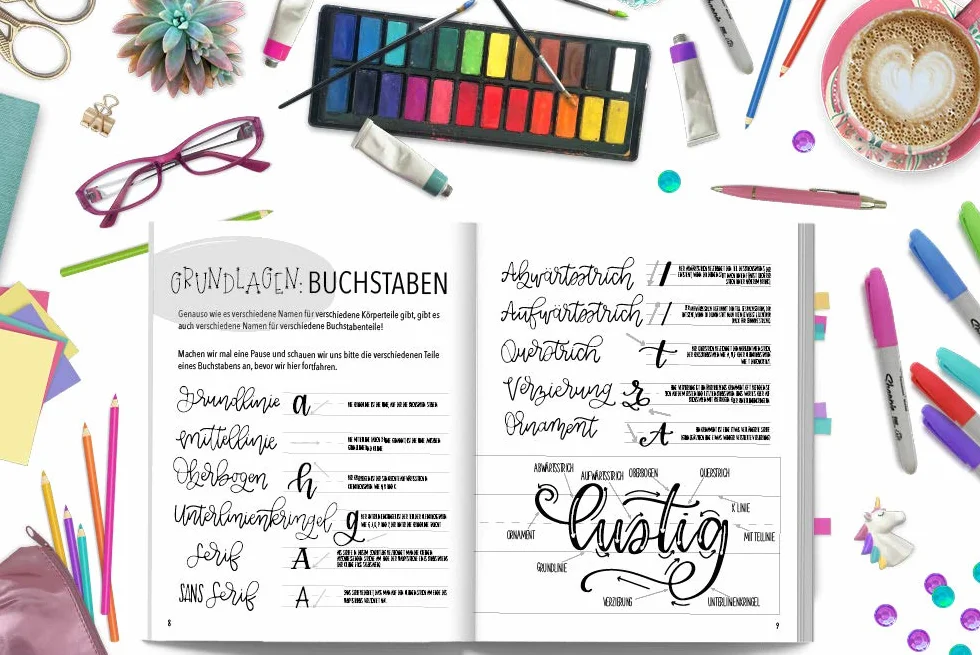 Anfängerhandbuch für moderne Kalligrafie und Hand Lettering für Kinder