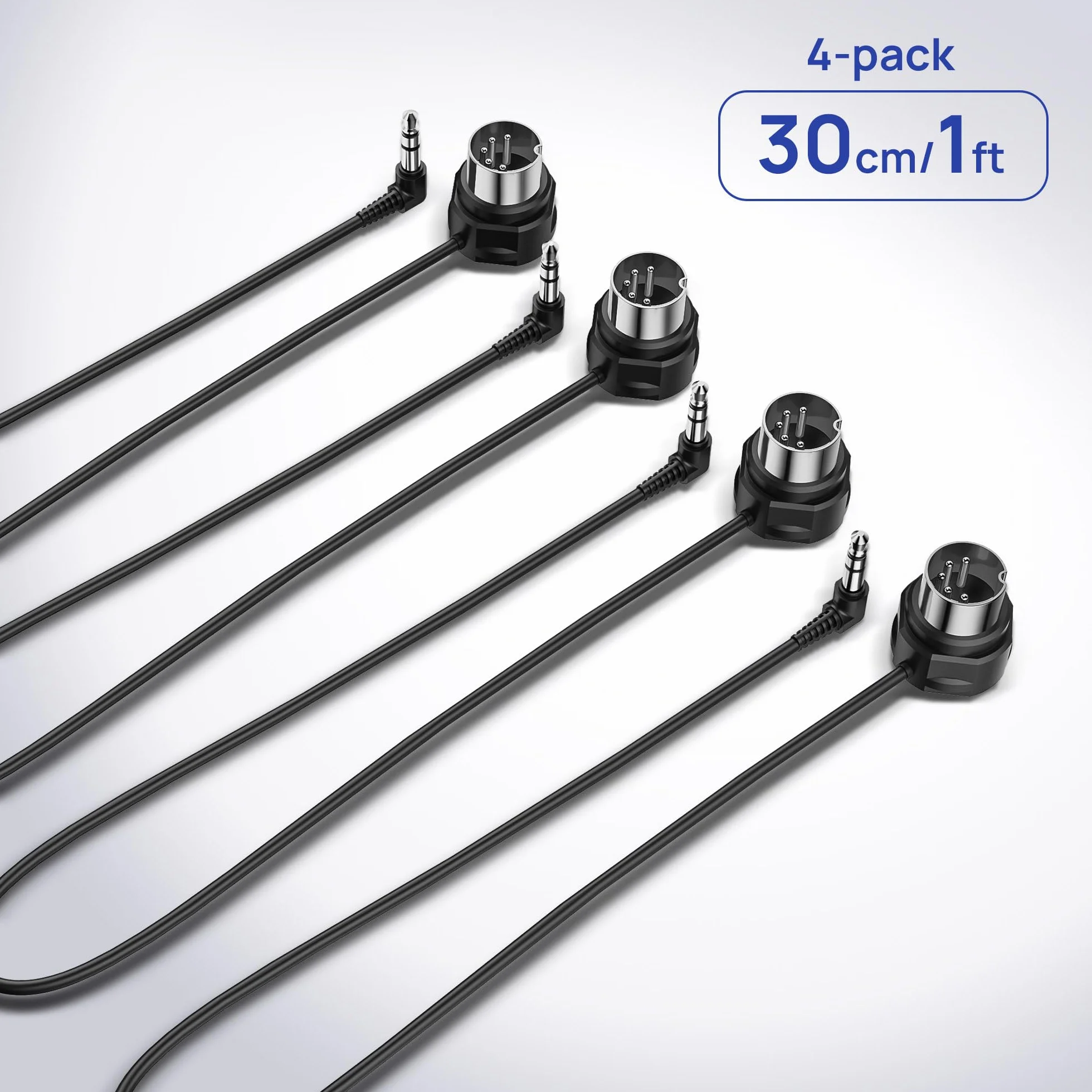 CME Zestaw 4 złączy MIDI TRS typu A 3,5 mm 1/8" na 5-pin DIN 30cm niskoprofilowe ultracienkie kątowe do syntezatorów pedalboardów