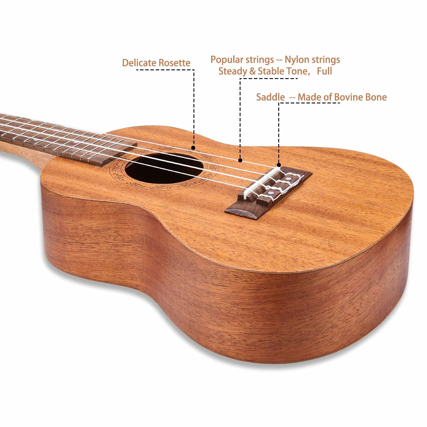 UKM-2 koncertowe ukulele mahoniowe 53 cm z torbą
