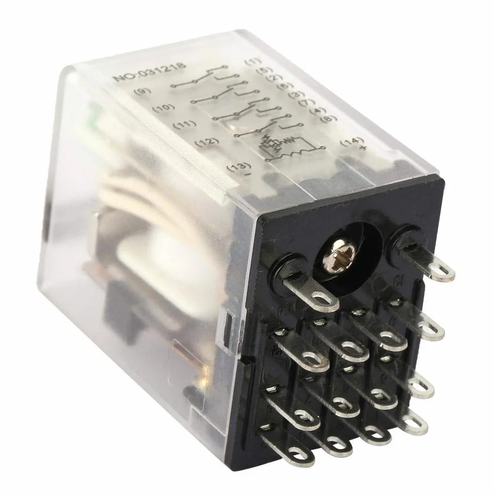 Keenso Przekaźnik pośredni 14 Pin 5A 6VDC / 12VDC / 110VDC Mini Power przekaźnik pośredni przekaźnik elektromagnetyczny BEMM4C do urządzeń automatyzujących, szafek sterowniczych (12VDC)