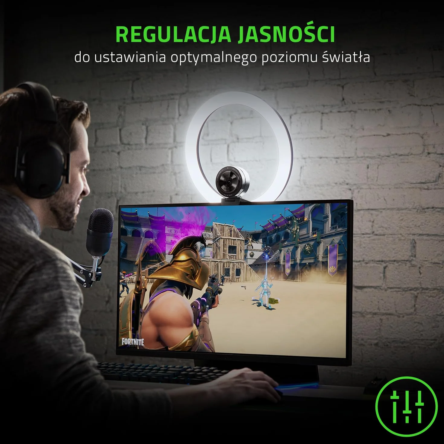 Razer Ring Light - 12-calowa lampa pierścieniowa LED USB + Statyw do streamingu z komputerów PC i urządzeń mobilnych (Regulowane spektrum światła, Wszechstronne opcje mocowania) Czarny