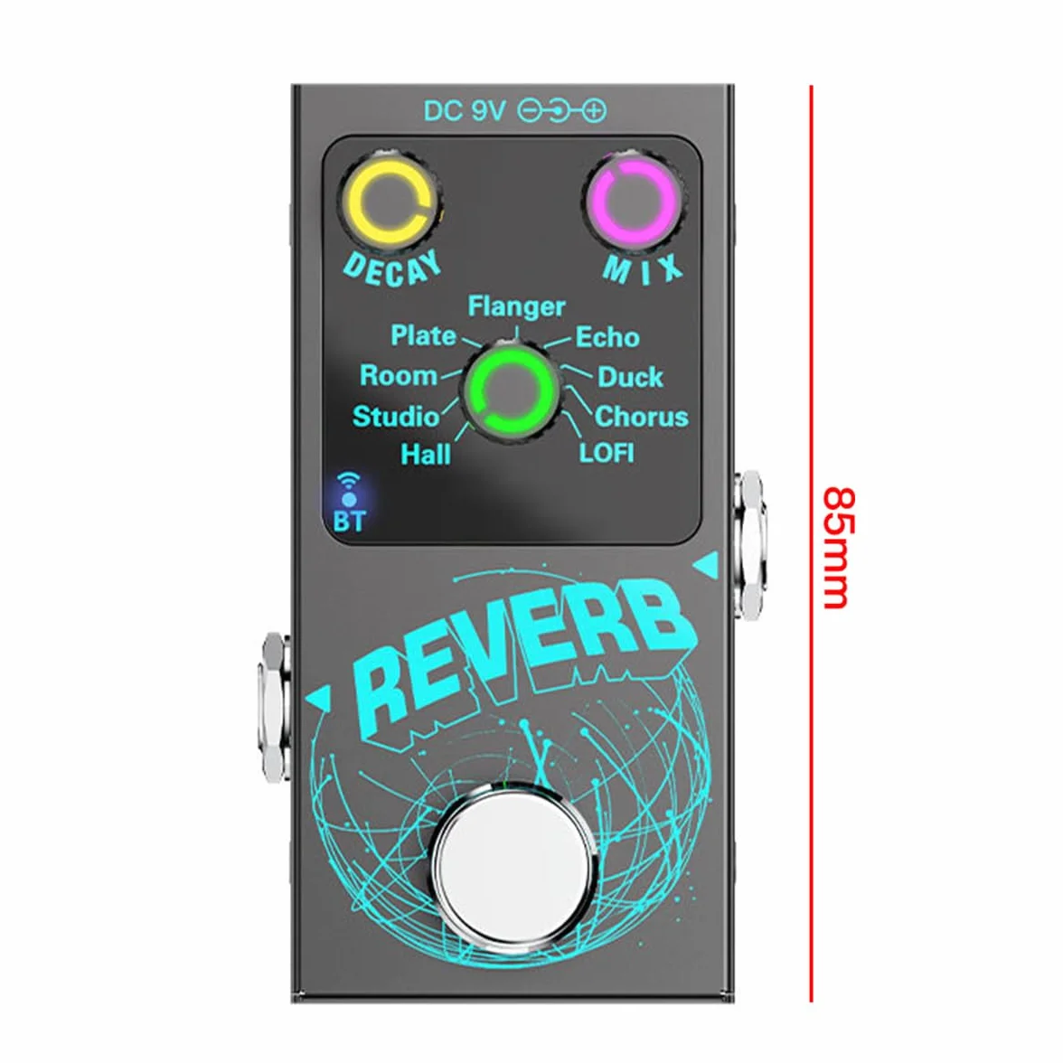 Gitarowy cyfrowy efekt pogłosu 9 tonów pogłosu Efekty gitarowe Efekty gitarowe Akompaniament Decay/Mix Pokrętła sterujące Luminous