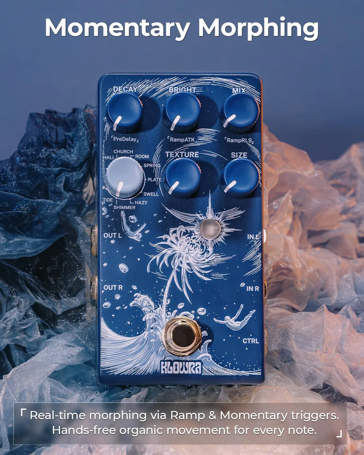 Limbo Reverb gitarowy – 9 stereofonicznych typów pogłosu otoczenia, analogowy suchy, True Bypass, Freeze & Infinity, obsługa pedału ekspresji