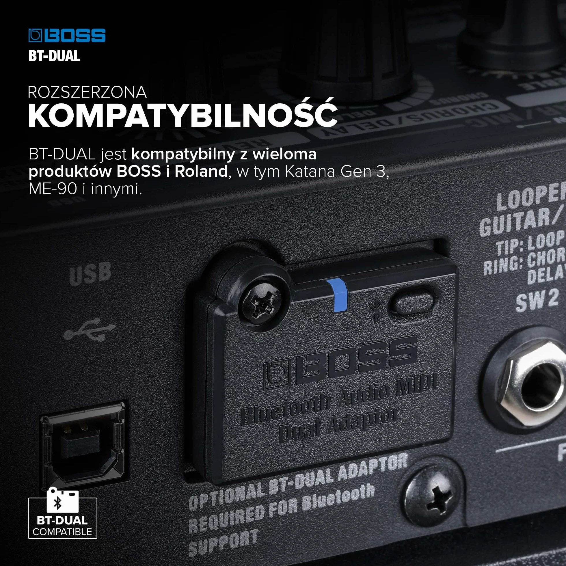 BOSS BT-DUAL Bezprzewodowy adapter Bluetooth Audio i MIDI