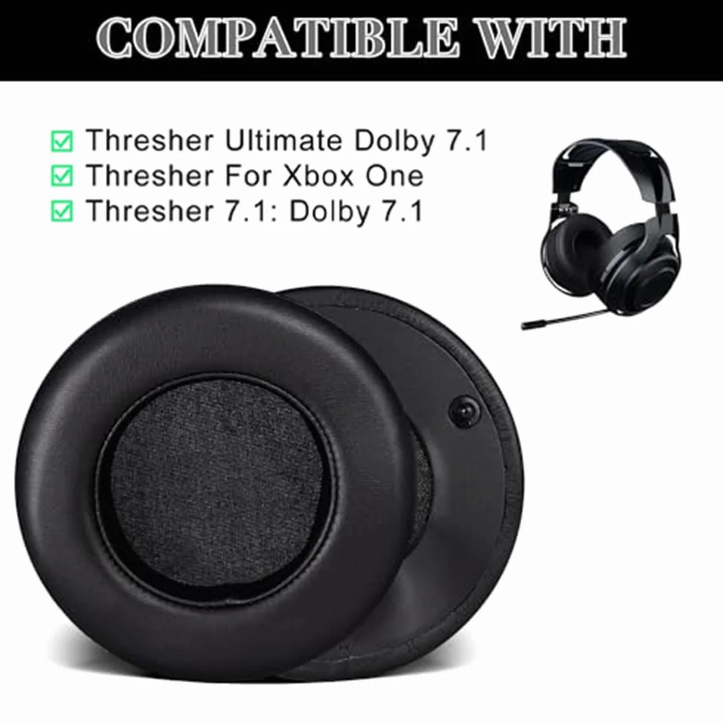 Aiivioll Zapasowe nauszniki do słuchawek Razer Thresher Ultimate Dolby 7.1 Surround Sound Gaming, proteinowa skóra PU, czarne