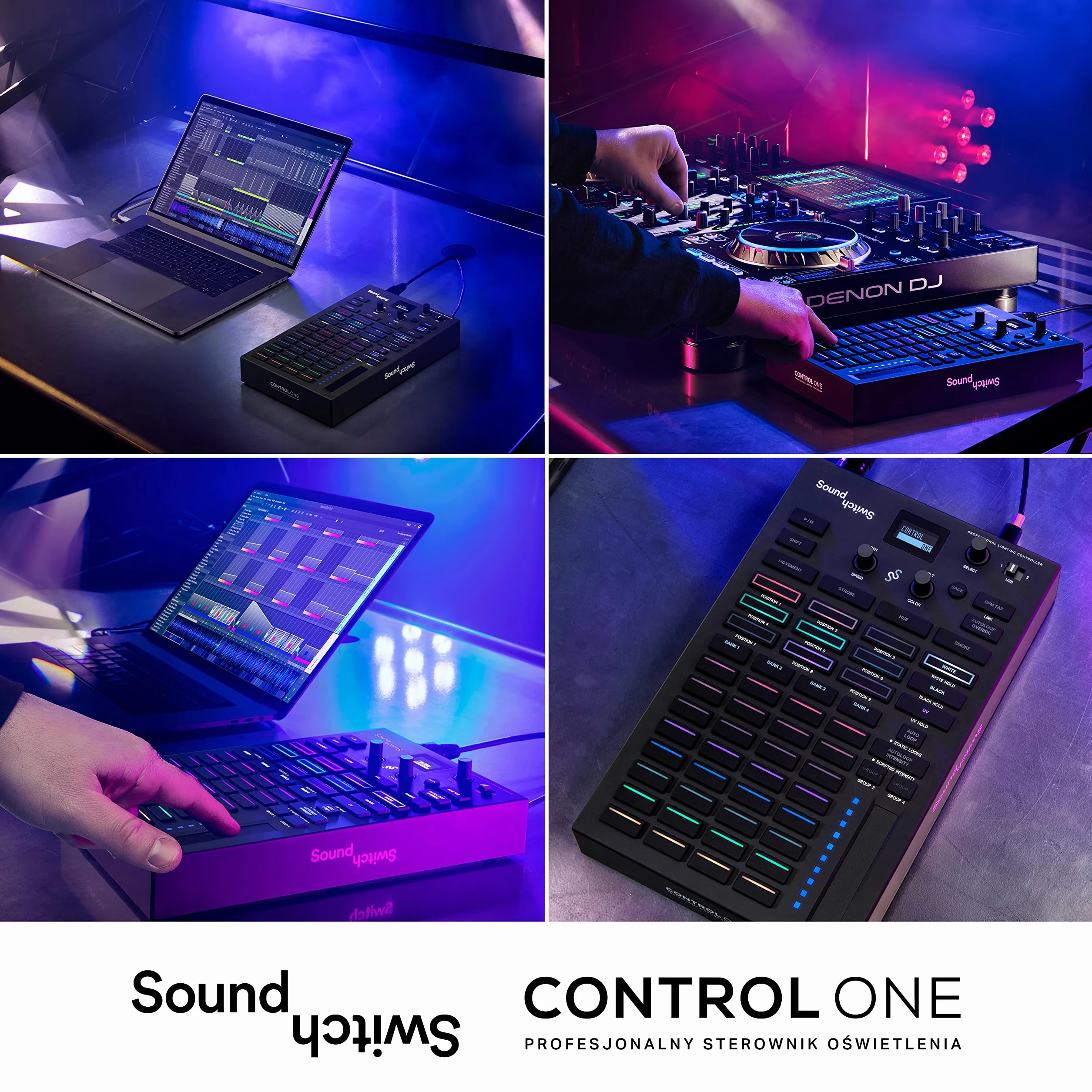 SoundSwitch Control One - Profesjonalny Sterownik DMX Oświetleniadla DJ-ów z 3-Miesięcznym Dostępem do SoundSwitch Oraz Obsługą DMX i Phillips Hue