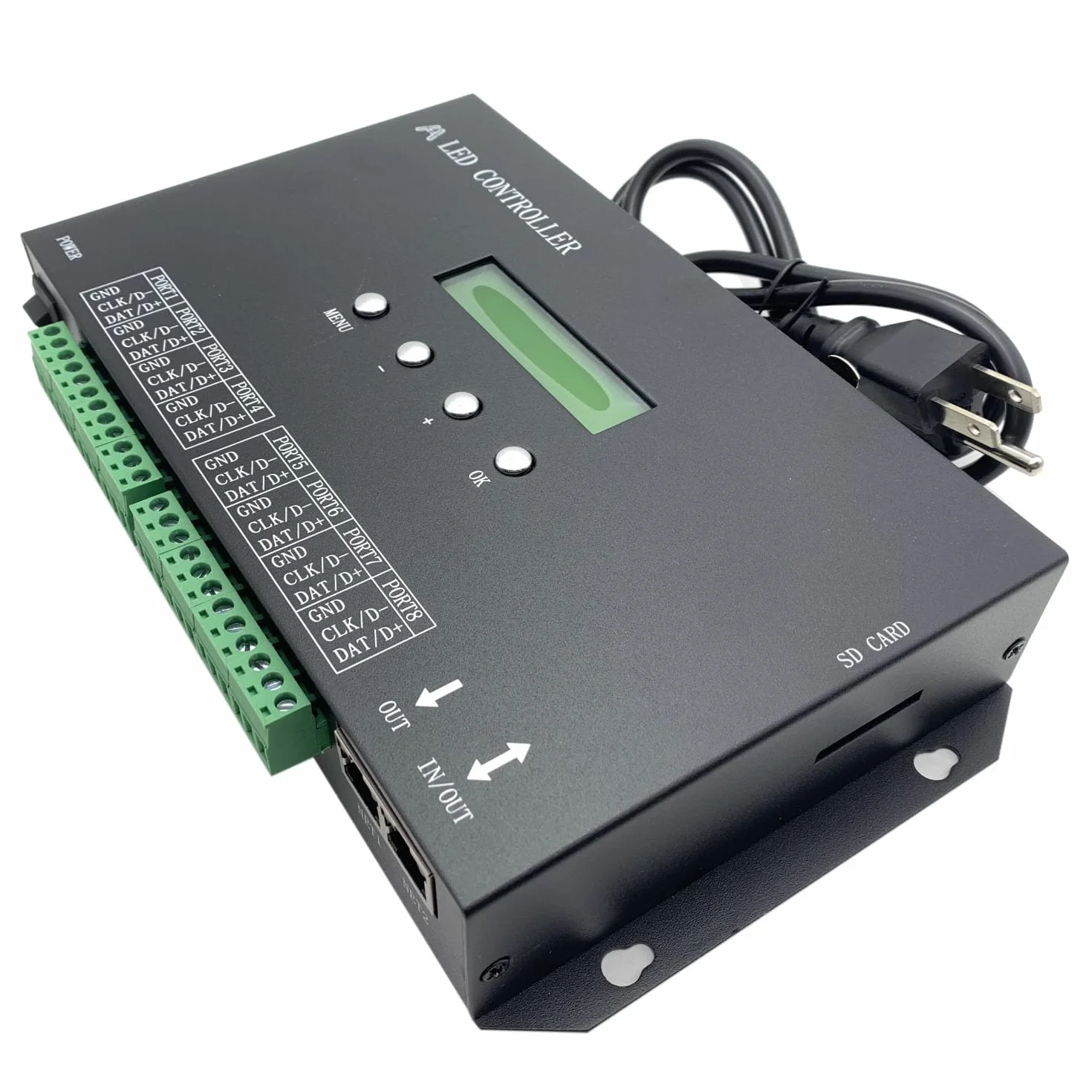 H807SA 8CH Artnet/dmx do spi led pixel controller z kartą SD do ws2811 ws2812b ws2815 ws2813 apa102 taśmy LED
