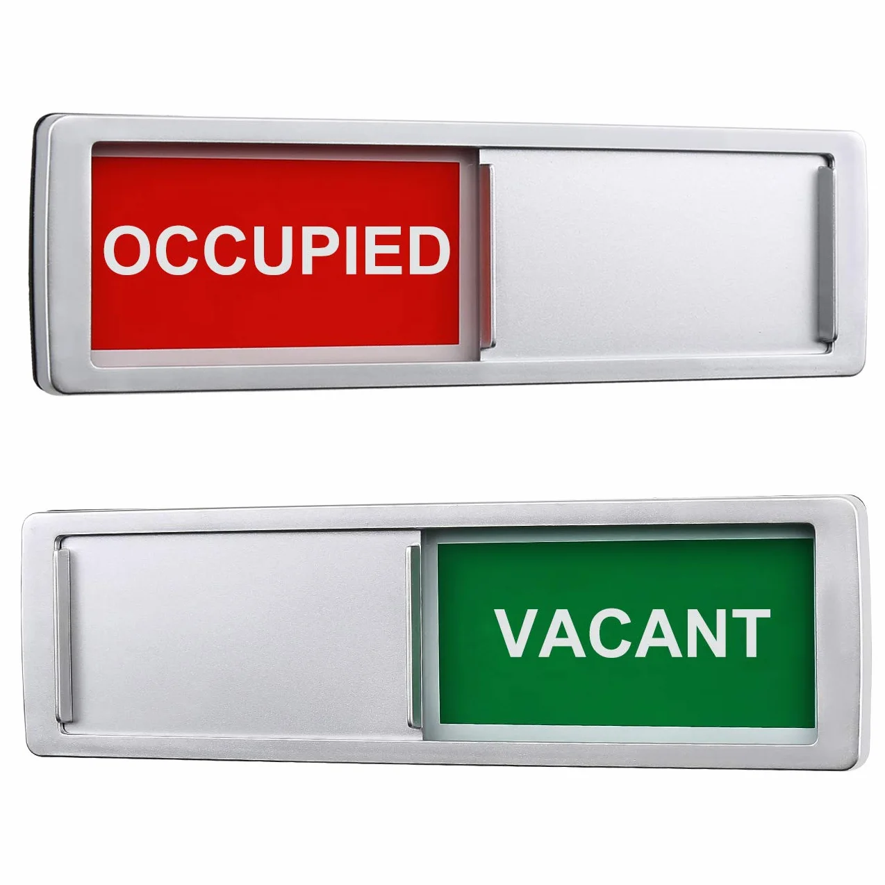 Vacant Occupied Privacy Sign, Vacant Occupied Door Sign for Home Office Restroom Conference Hotels Hospital, Slider Door Indicator Tells Whether Room Vacant or Occupied, 7'' x 2'' - Silver