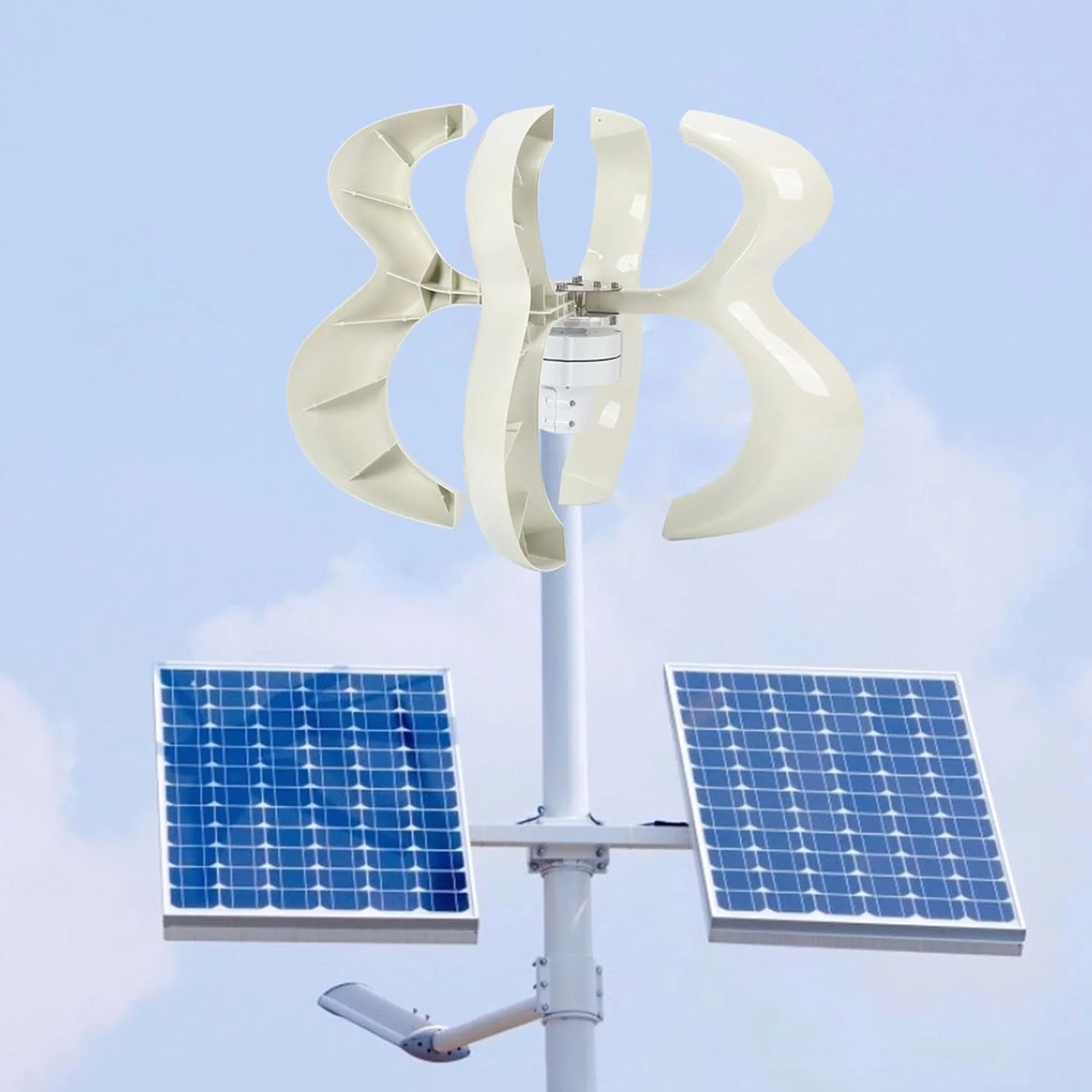 Zestaw Generatora Turbin Wiatrowych Eujgoov 600 W 4 Ostrza Generator Osi Pionowej Biały Wiatr Układ Słoneczny Turbina Wiatrowa(12V)