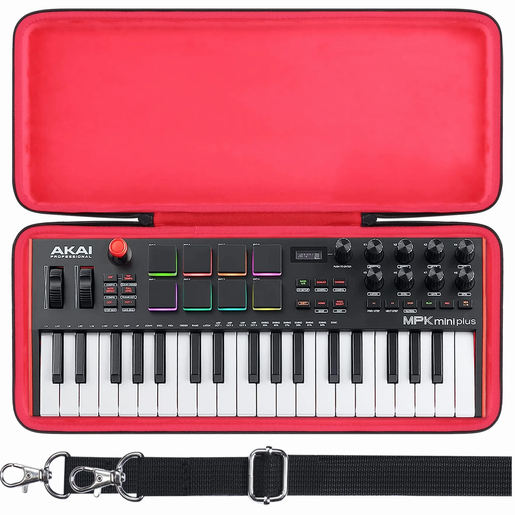 co2CREA Twarde etui podróżne, ochronne etui do AKAI Professional MPK Mini Plus, 37 przycisków, USB MIDI Keyboard Controller (tylko etui, nie zawiera wyposażenia)