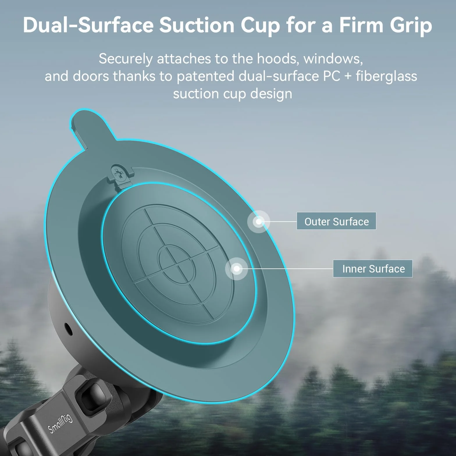 SMALLRIG Dwuwarstwowy Uchwyt z Przyssawką dla GoPro Hero 11/10/9, dla DJI Osmo Action/Procket, dla Insta360 X3, Podwójna Głowica Kulowa, Obrót o 360°, Montaż na Szybie Samochodu lub Oknie SC-1K -4193