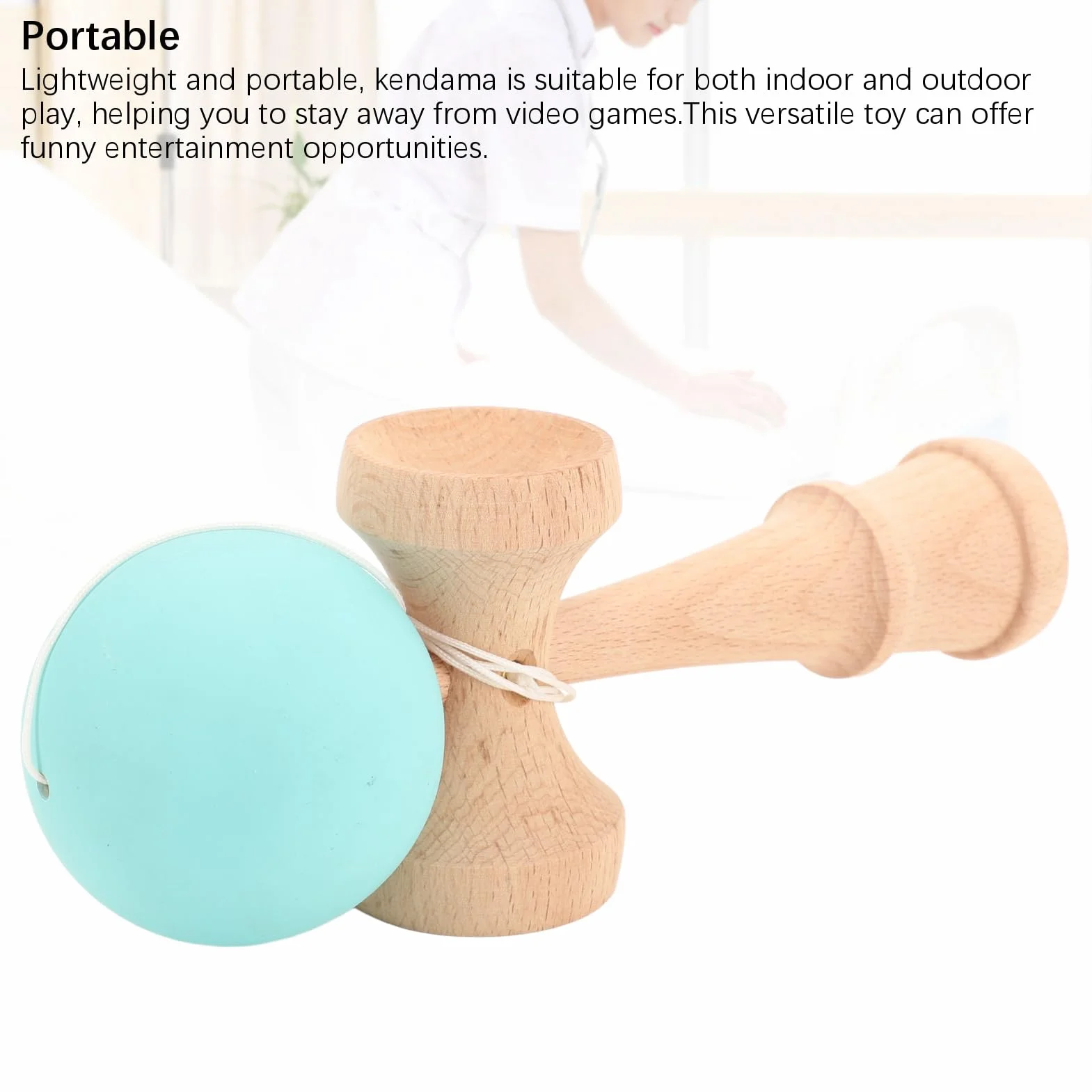 Kendama Toy, Wooden Catch Ball, Portable, Poprawia koordynację Oka Dłoni, ze Sznurkiem, do Wewnątrz i na Zewnątrz (PURPLE) (GREEN)