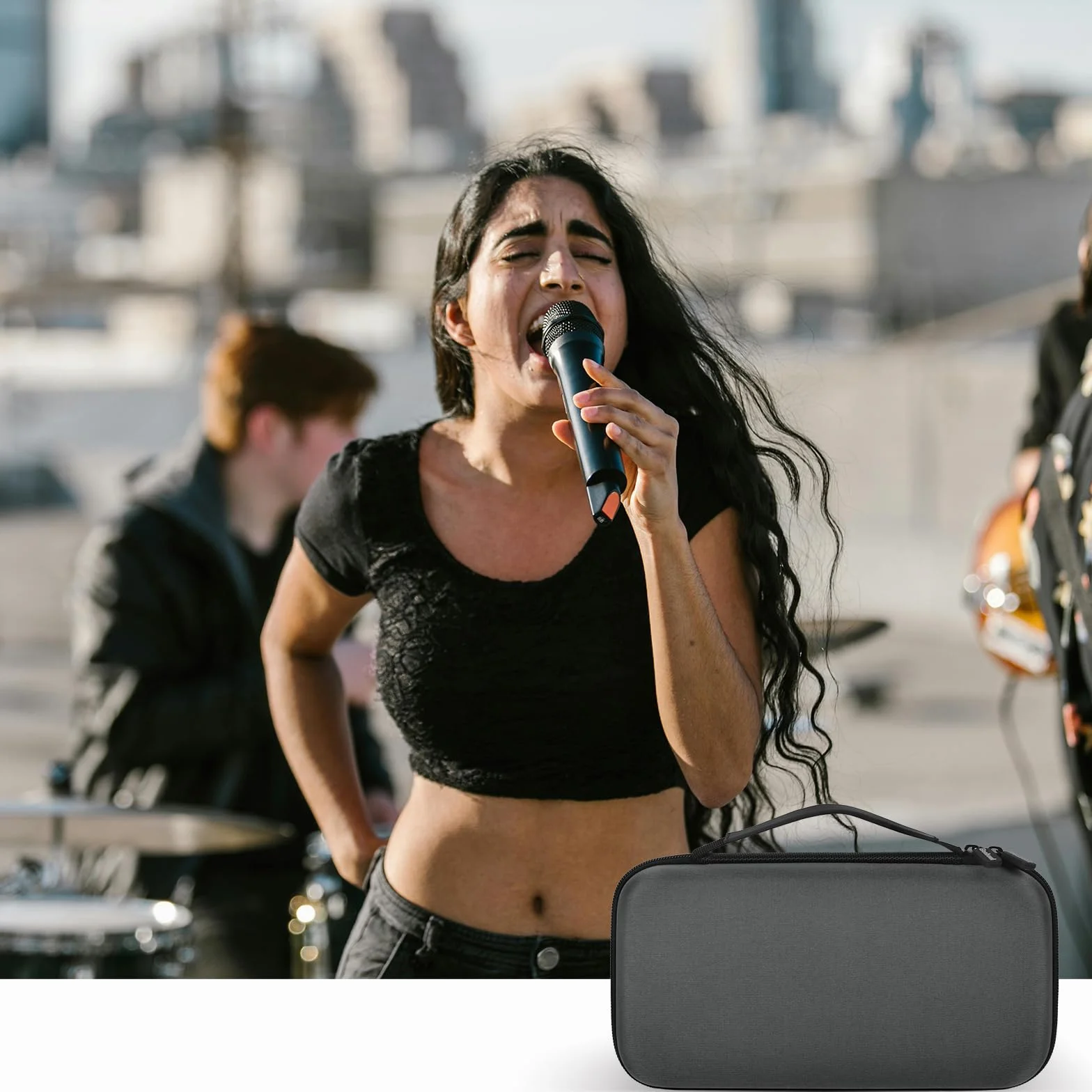 Boobowl Etui na mikrofon Bluetooth, kompatybilne z JBL PartyBox Wireless Mic J2X, przenośny mikrofon do wielokrotnego ładowania, odbiornika, adaptera (tylko torba), szary, przechowywanie