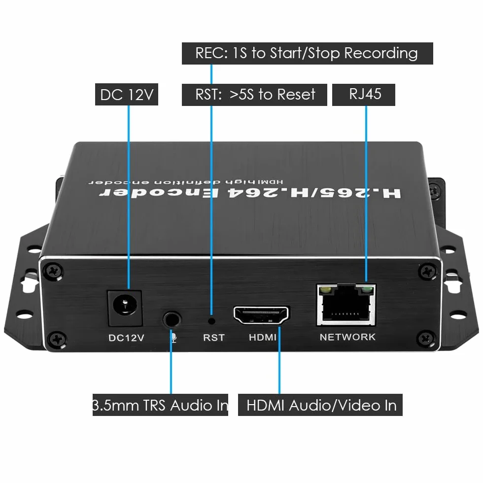 EXVIST H.265 1080P PoE HDMI koder wideo z gniazdem na kartę SD maks. 128G DDNS HTTP RTMP RTSP SRT TS UDP Compatible with ONV/HK do IPTV Live Streaming do YouTube, Facebook, Vimeo itp.