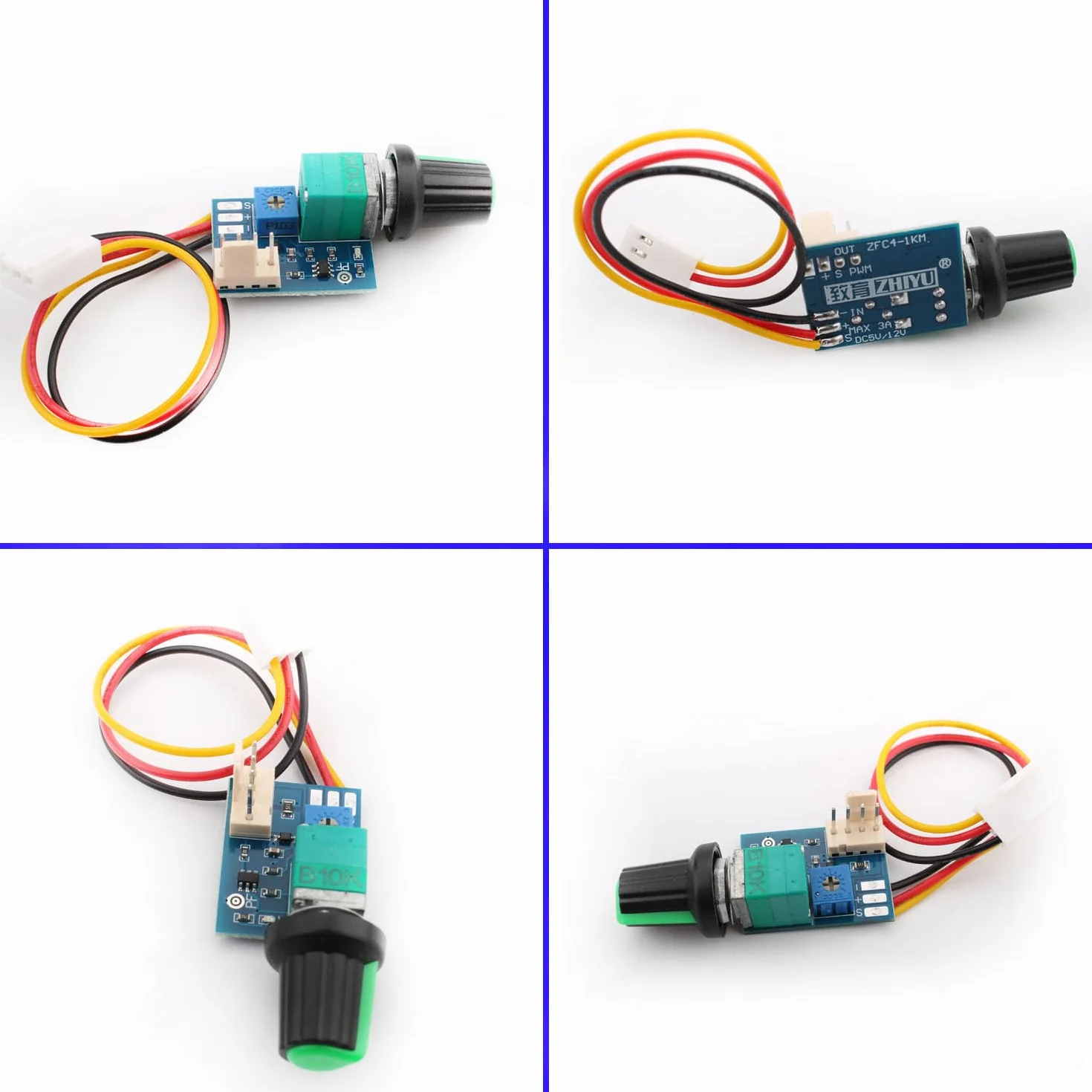 RUNCCI-YUN DC 0-12 V PWM Regulator prędkości wentylatora, 4Pins 1 kanał PC CPU Pokrętło sterowania prędkością do obudowy komputera (z wstępnie okablowanymi zaciskami)
