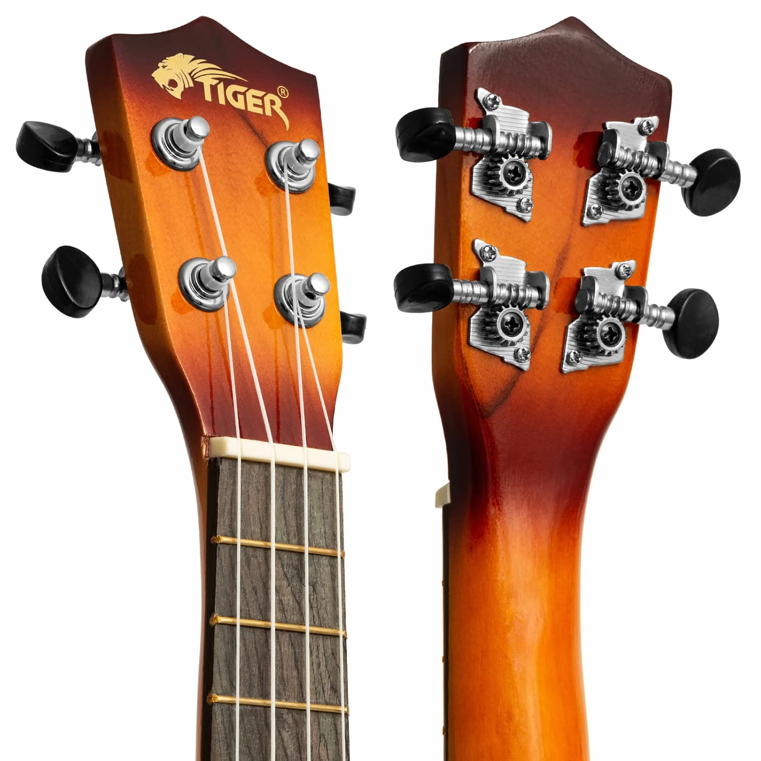 Tiger Ukulele sopranowe UKE7 dla początkujących, zawiera torbę Gig Bag, filcową kostkę, zestaw zapasowy strun nowy na rok 2020, teraz wyposażone w struny Aquila - Sunburst