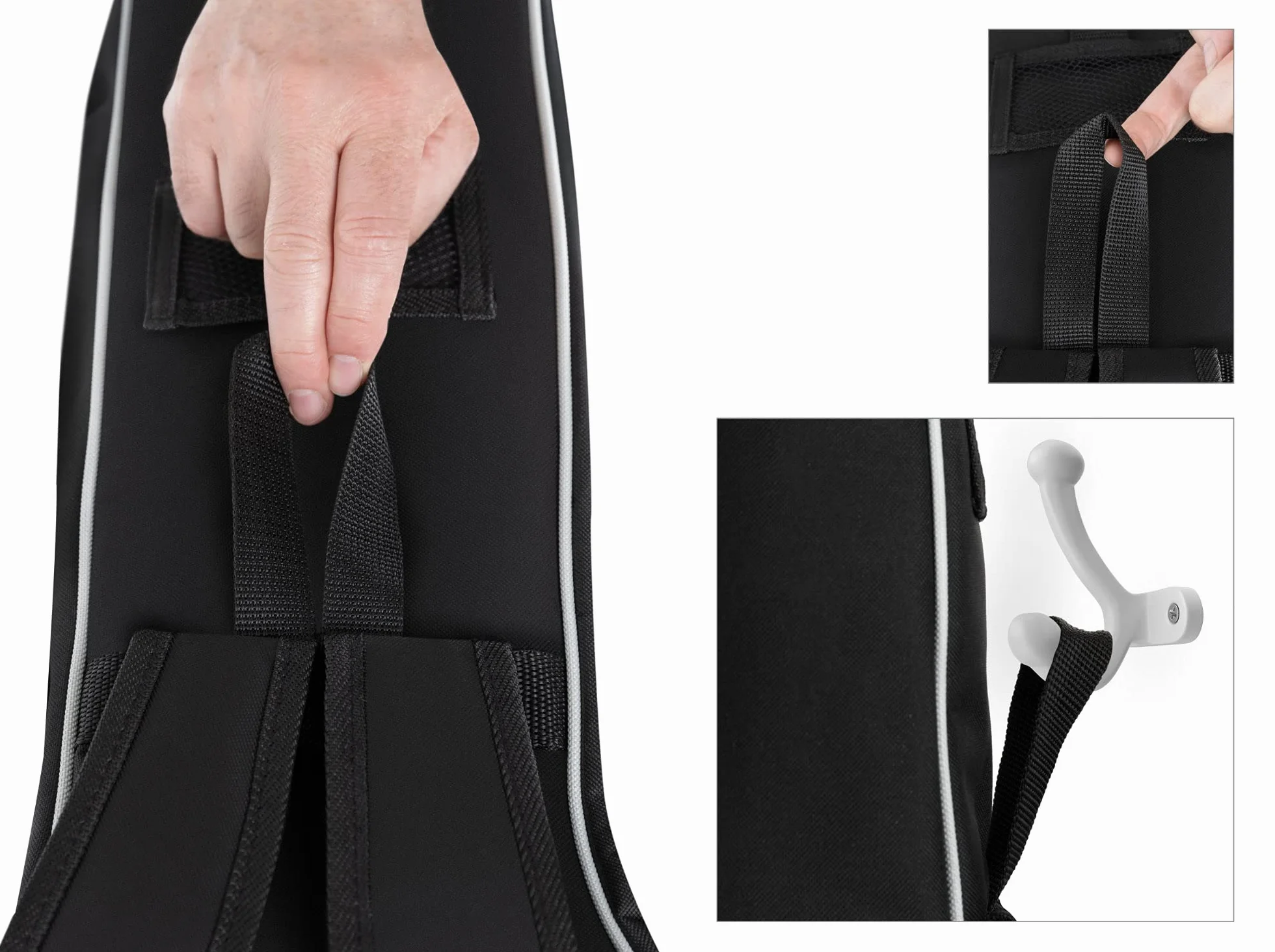 Rocktile Klasyczna torba na gitarę 3/4 i 7/8 (wyściełana torba Gigbag, zestaw plecakowy, 2 kieszenie zewnętrzne), czarna