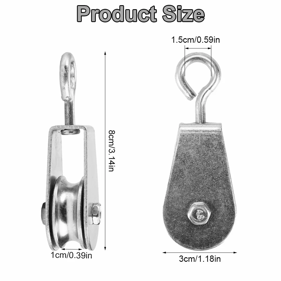 3 sztuki kółek zwrotnych ze stali nierdzewnej, 30 mm, rolka linowa stalowa mała, rolka linowa fitness, koło pasowe obracane o 360°, nośność 30 kg, rolka do liny stalowej, liny