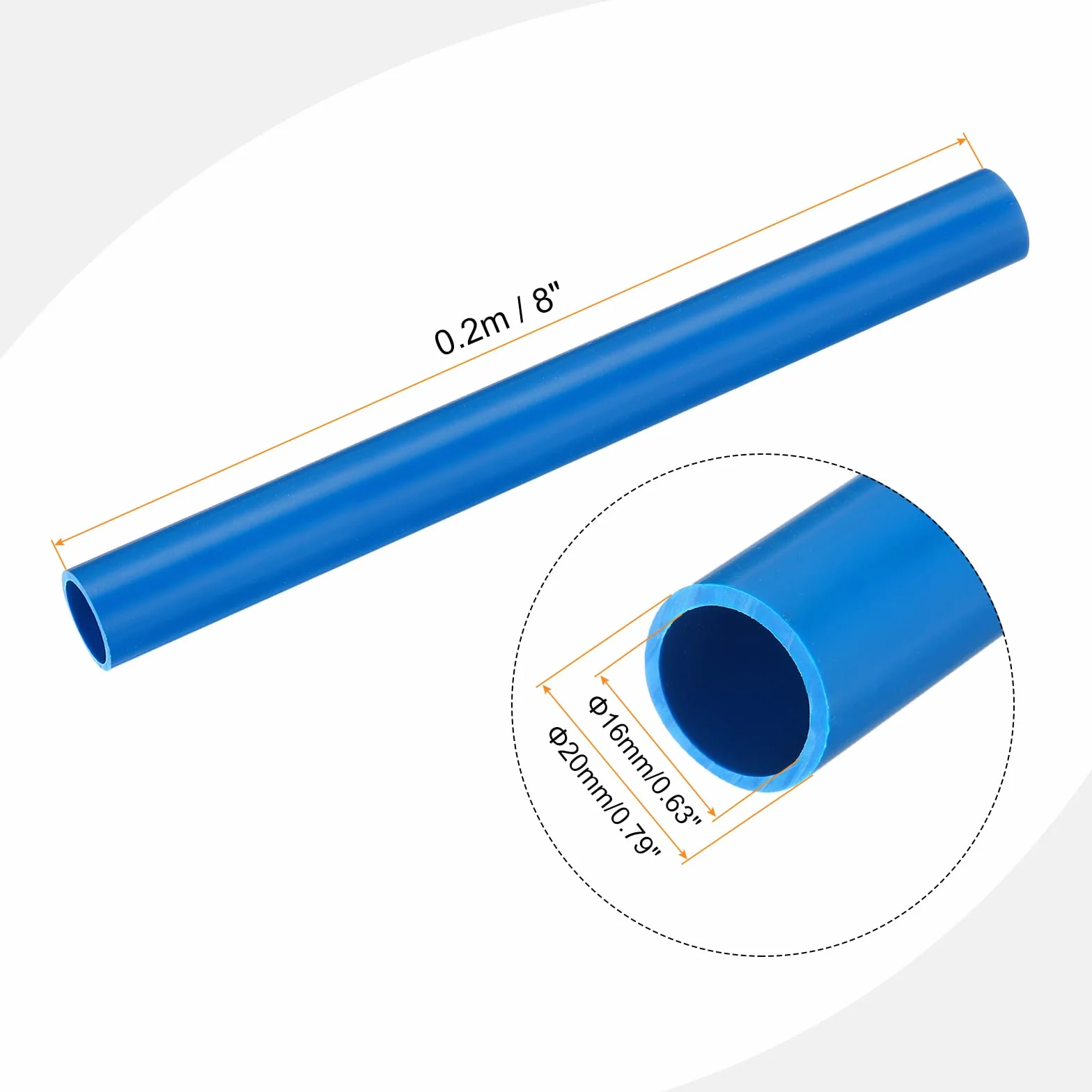 QUARKZMAN Okrągła sztywna rura PVC 16mm ID 20mm OD 20cm/8" Długość niebieska o wysokiej wytrzymałości do rur wodnych rękodzieło osłona kablowa