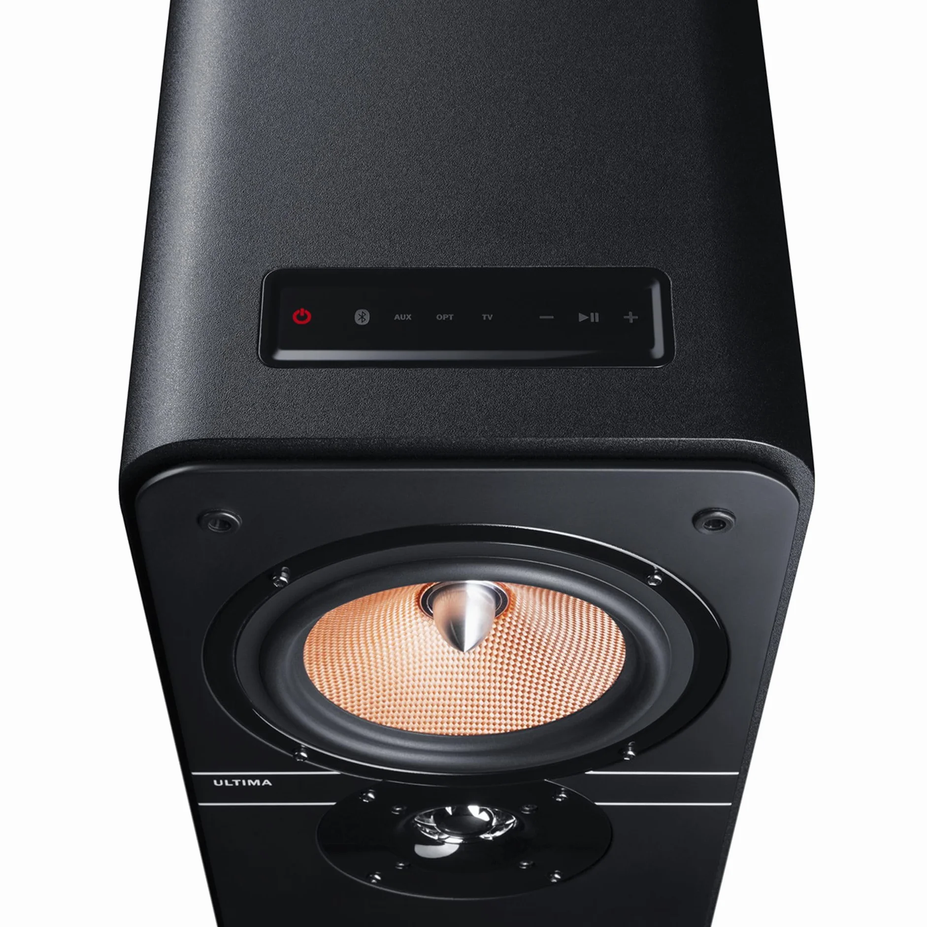 Teufel Ultima 40 AKTIV - Para 3-drożnych aktywnych głośników, Bluetooth aptX, Dolby Audio, HDMI Arc, Option Surround, 260W, Bass-Reflex, wbudowany wzmacniacz - Czarny