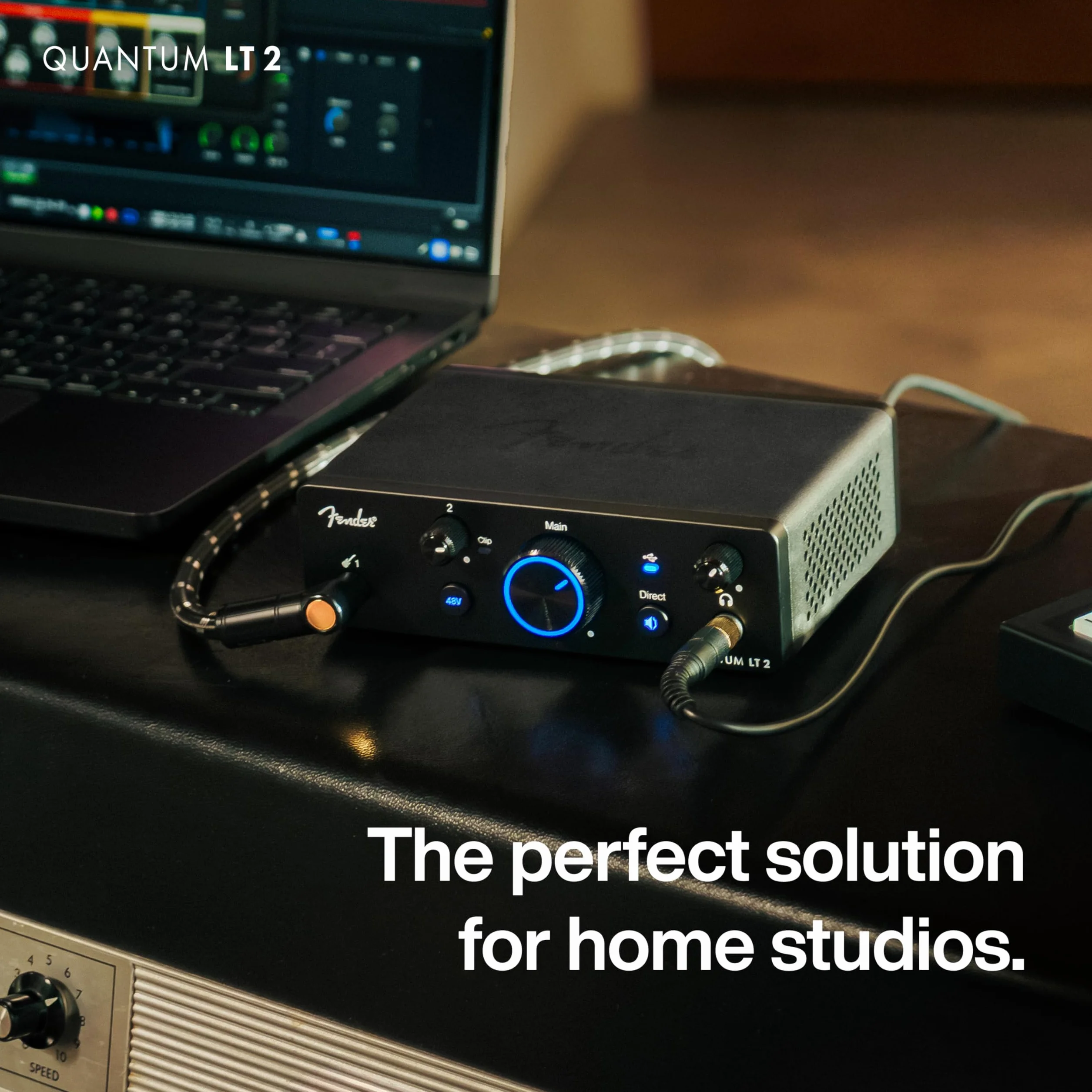 Fender Quantum LT 2 Interfejs audio USB-C do produkcji muzyki, przedwzmacniacz mic MAX-HD, wejście instrumentu, sterowniki low latency, loopback, zrównoważone wyjścia, wzmacniacz słuchawkowy, Mac, PC