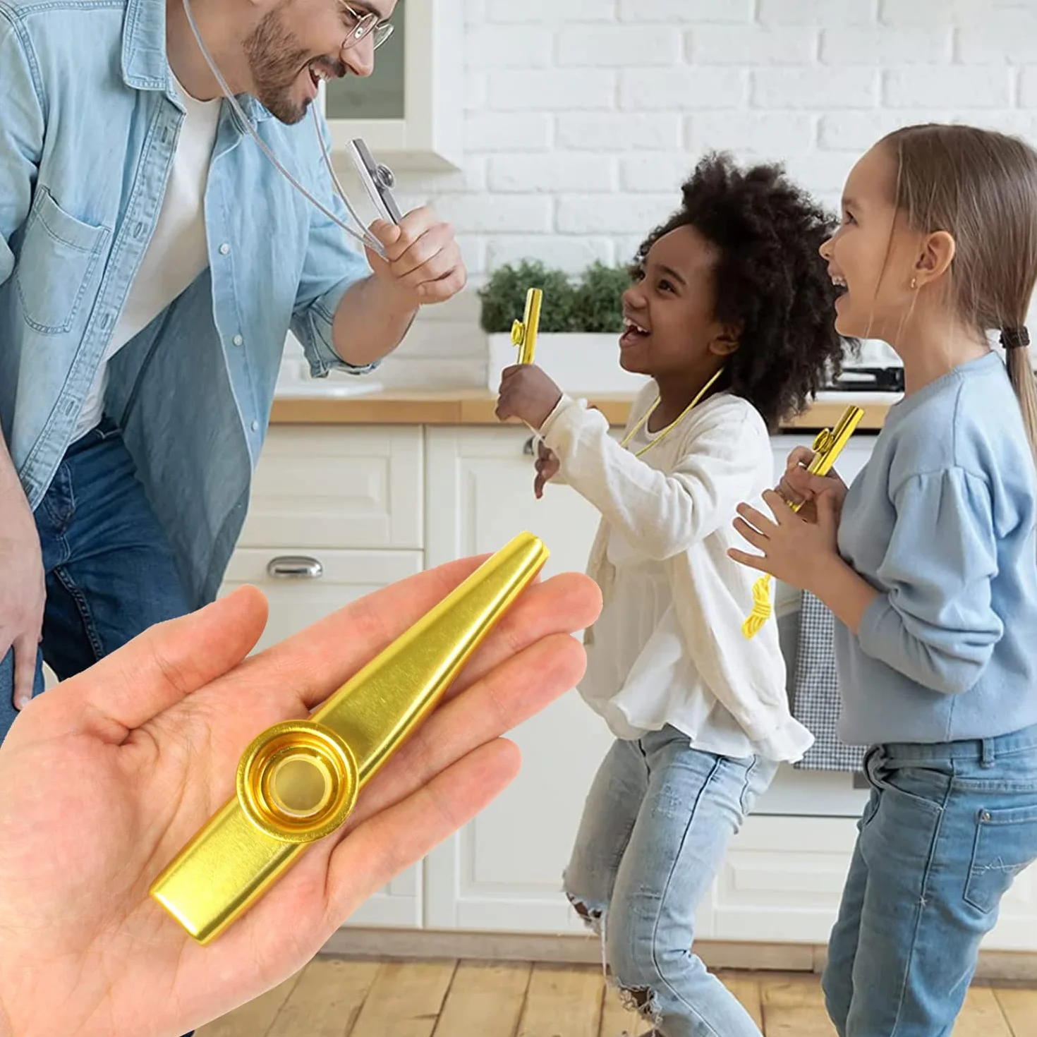 CHRI Kazoos Kazoo metalowe instrumenty muzyczne Kazoo, 12 sztuk, instrumenty muzyczne z aluminium z 24 membranami fletowymi, kazu dla dzieci i miłośników muzyki dla początkujących