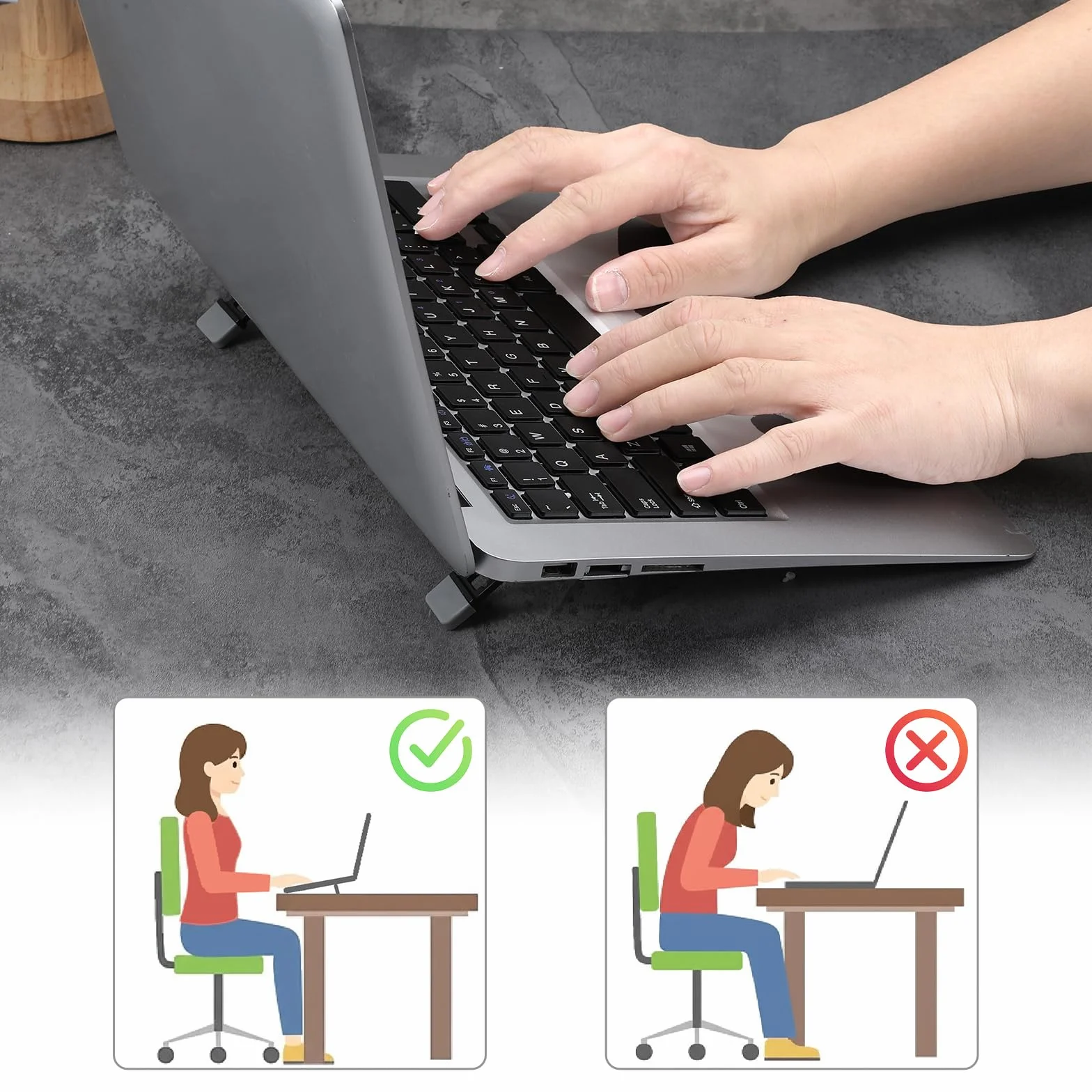 Przenośny stojak na klawiaturę, składany, 2 sztuki, samoprzylepny stojak na laptopa z klawiaturą, regulowany podwyższenie klawiatury, kompatybilny ogólnie, czarny