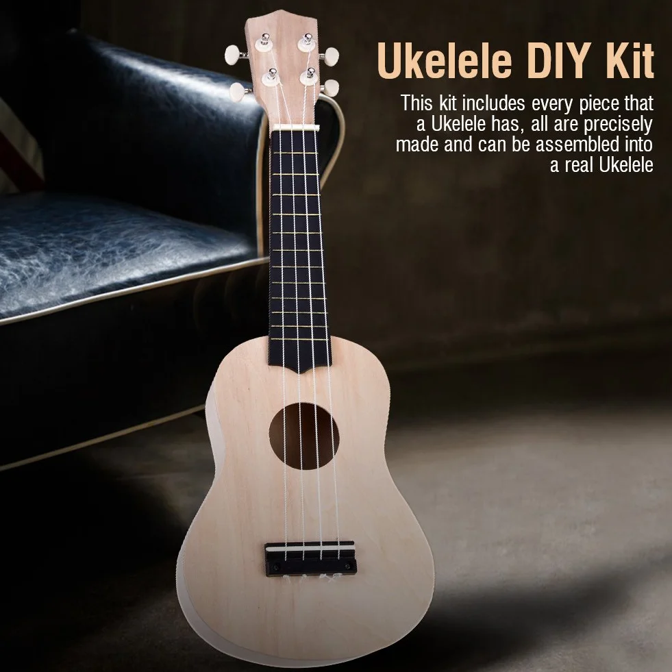 Ukulele "zrób to sam", ukulele z drewna lipowego, 4 struny, zestaw "zrób to sam" dla początkujących, dzieci i dorosłych