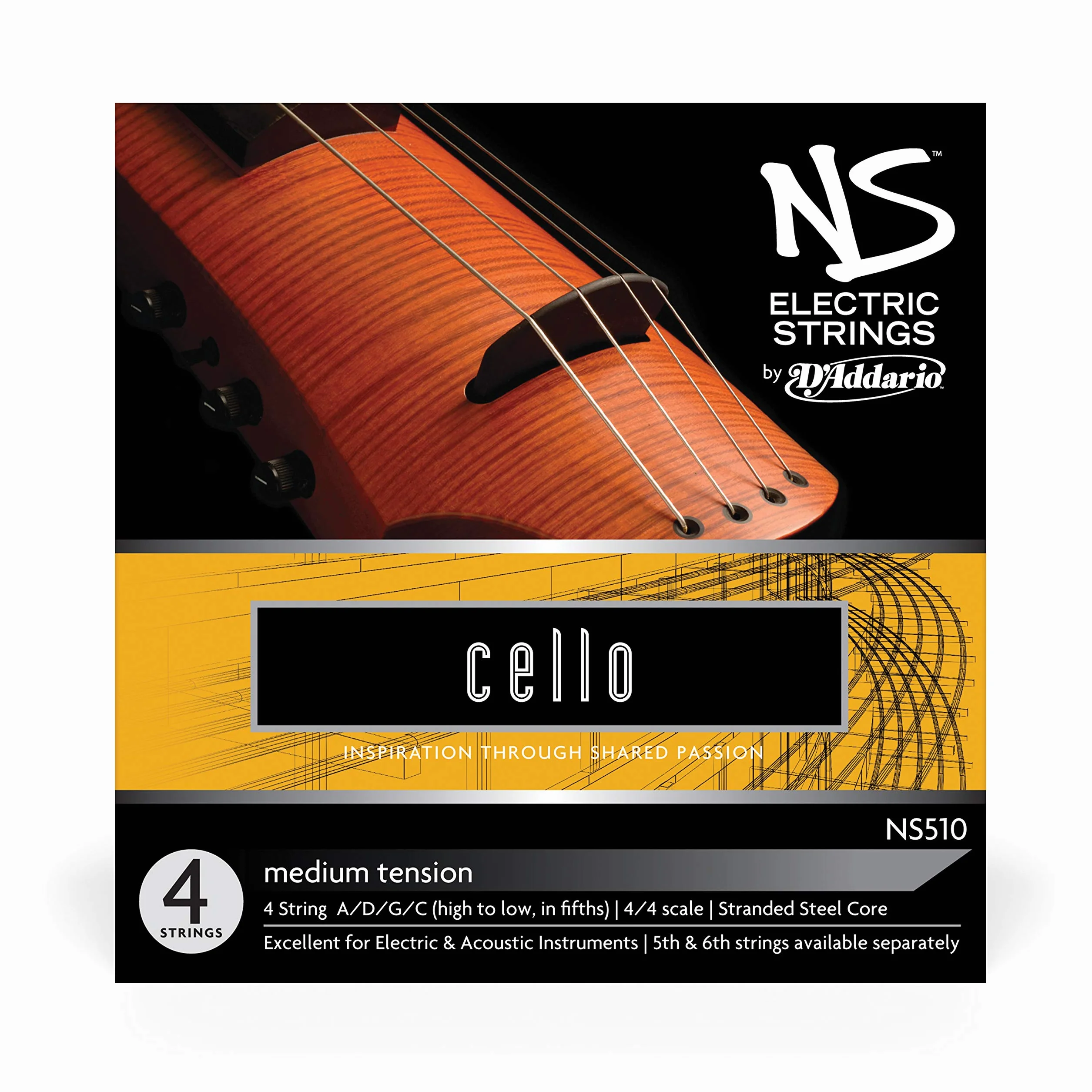 D'Addario elektryczny zestaw strun do wiolonczeli 4/4 średniego napięcia