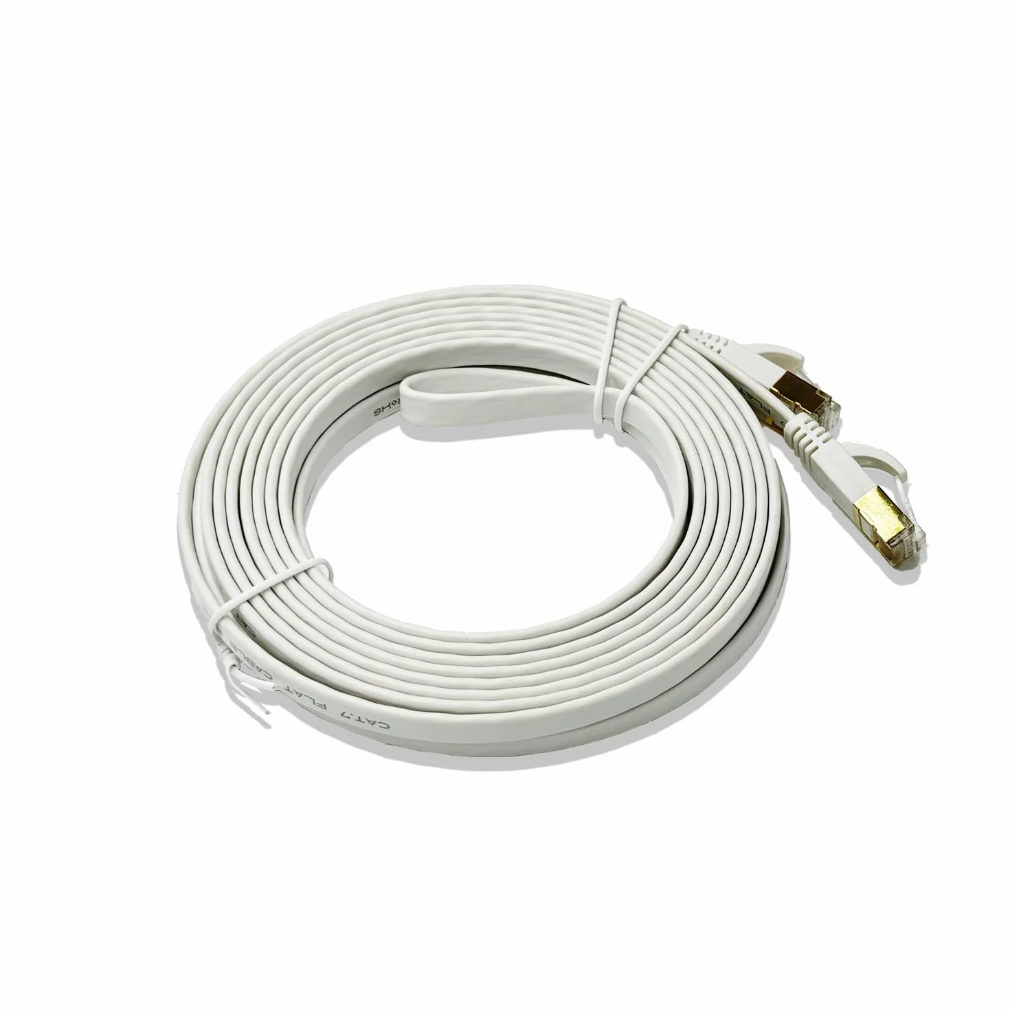 Elfcam® Kabel Ethernet Cat 7 o długości 15 metrów, płaski kabel RJ45 LAN, szybki internetowy kabel do transmisji danych, 100% miedź, STP, 32 AWG, biały