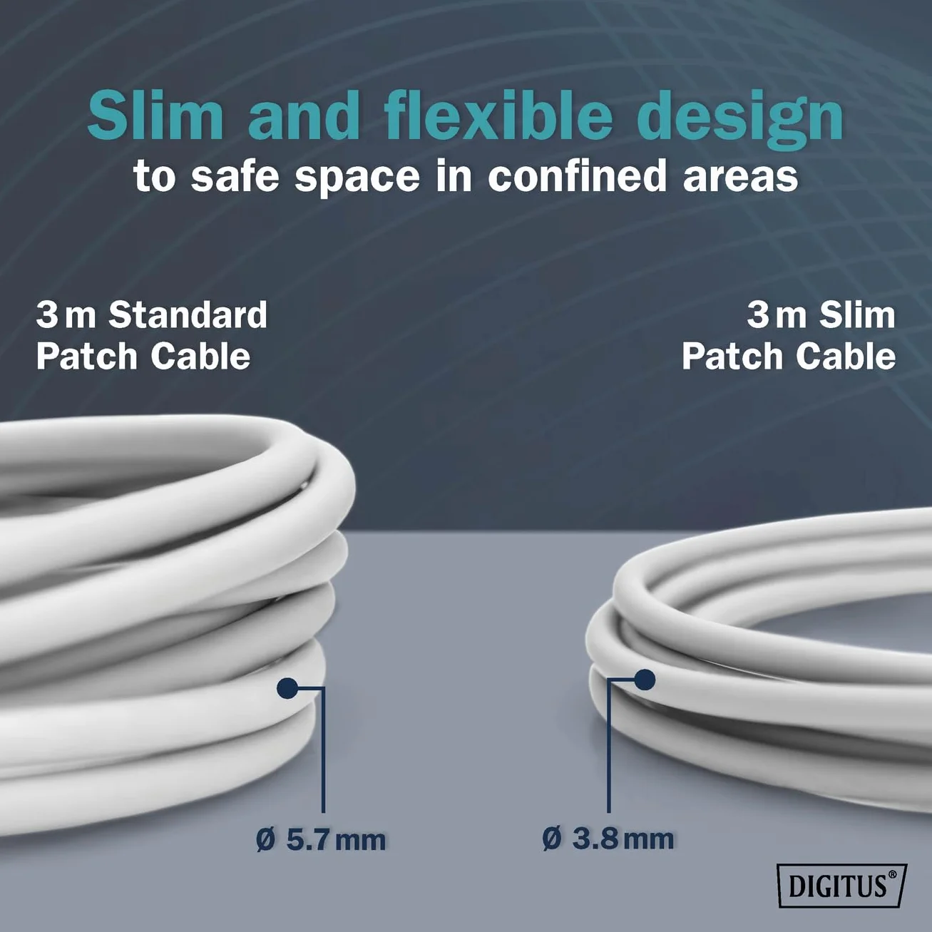DIGITUS Kabel LAN Cat 6A 7 m Slim AWG 32-7 10 Gb/s RJ45 F-FTP PoE+ LSZH szary