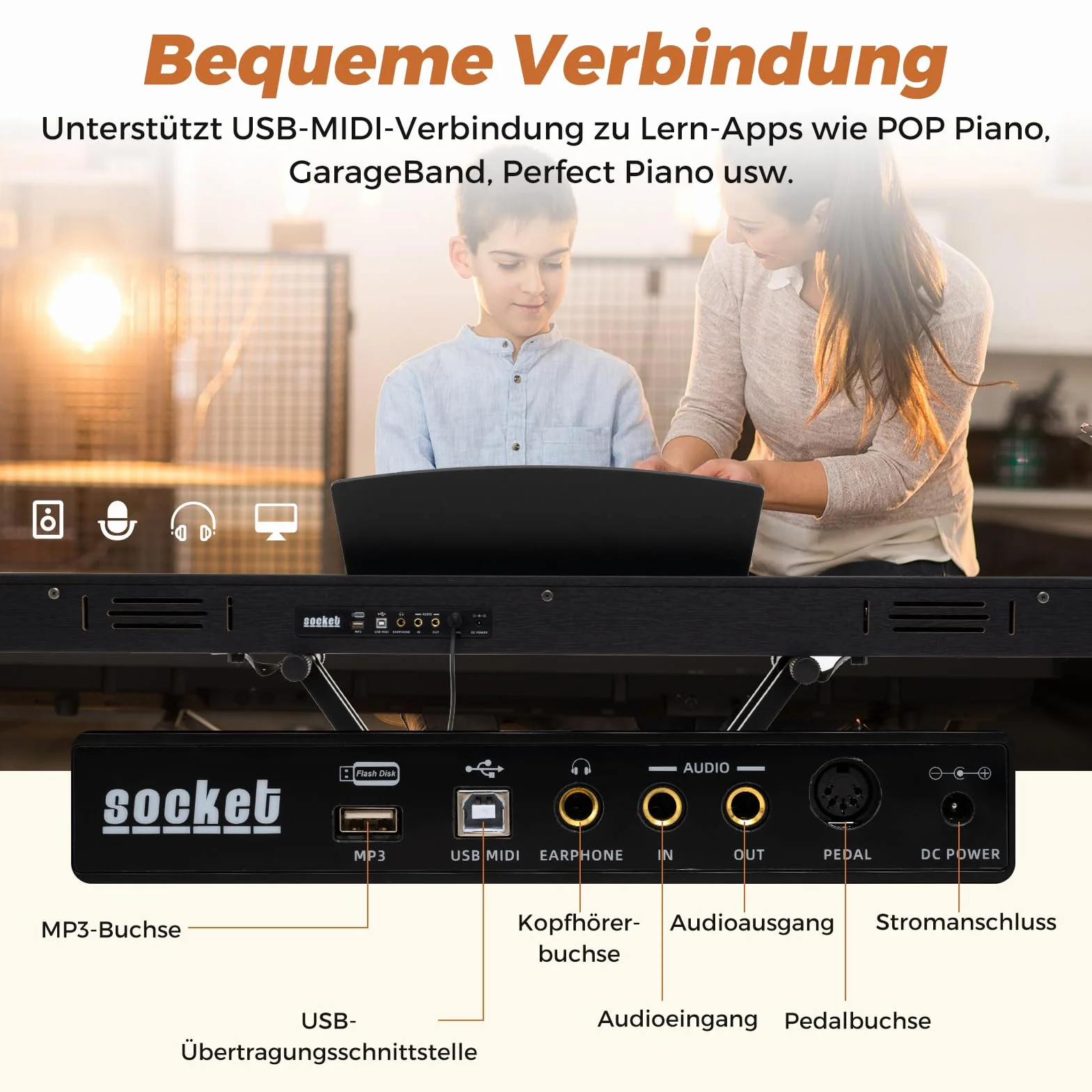 COSTWAY Keyboard Piano 88 klawiszy, pianino cyfrowe z regulowanym stojakiem, potrójnym pedałem i stojakiem na nuty, 2 w 1