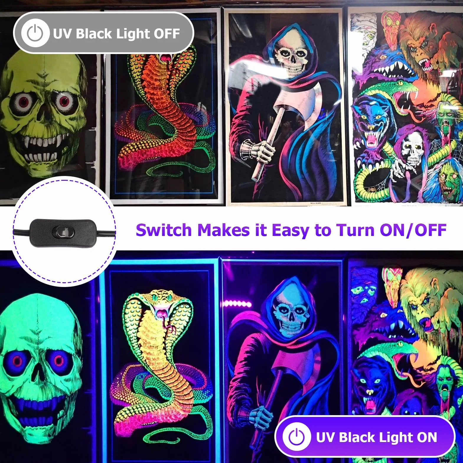 2-Pack Lampy UV LED Black Light 45 W, 395 nm, Listwa Światła UV do Imprez Fluorescencyjnych, Body Paint, Halloween, Plakaty Neonowe, IP66 Wodoodporna