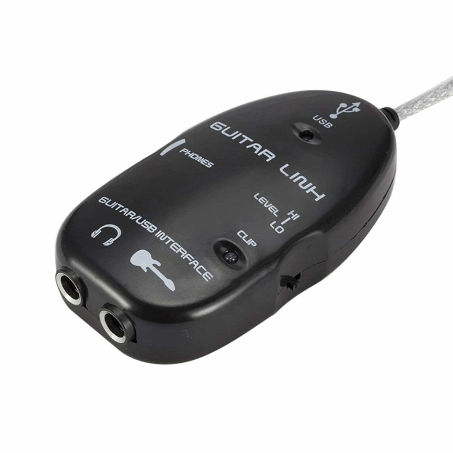 BRRNOO Interfejs audio USB, gitarowy interfejs audio ze złączem USB PC czarny