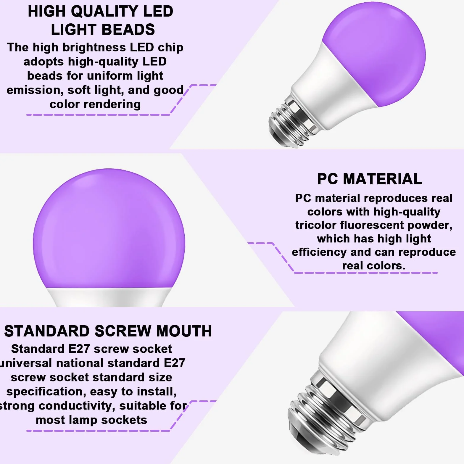 4 sztuki żarówek UV, czarne światło, 9 W, E27 LED, żarówka UV, 385-400 nm, czarne światło, żarówka UV, E27, oświetlenie na imprezę, do piwnicy, dyskoteki, klubu, baru