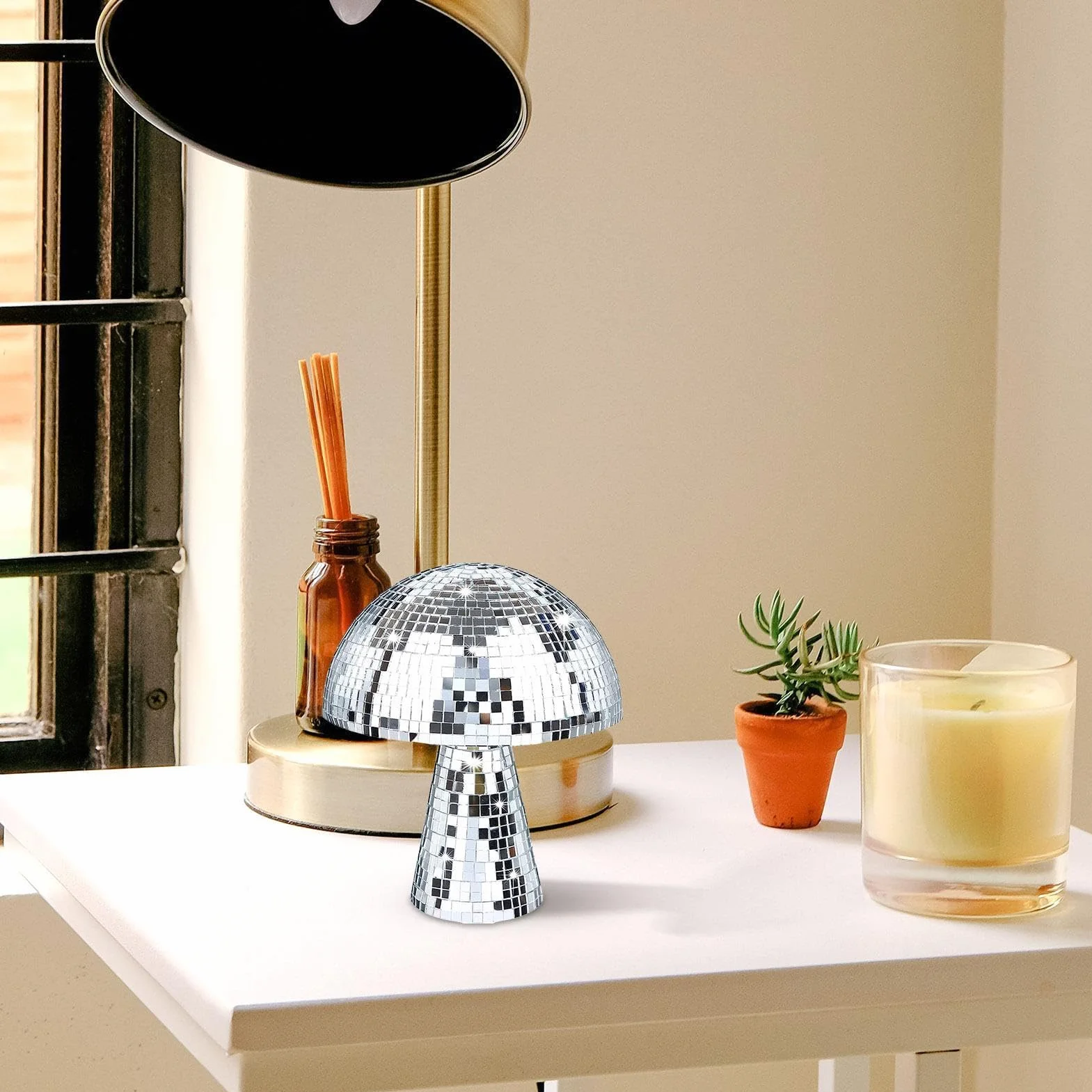 Mushroom Disco Ball, Mirror Disco Mushroom | Mirror Glitter Disco Ball dla sztuki domowej - unikalne kreatywne grzyby światła dekoracje do domu, ozdoby