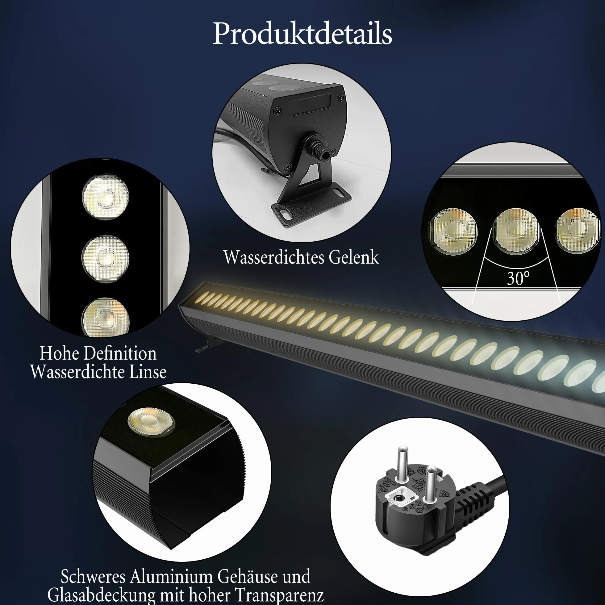Oświetlenie punktowe RGB LED, 90 W RGB Wallwasher with Remote Control and Bluetooth, 16 milionów kolorów, 12 trybów, wodoszczelność IP66, możliwość ściemniania, oświetlenie imprezowe, bar do
