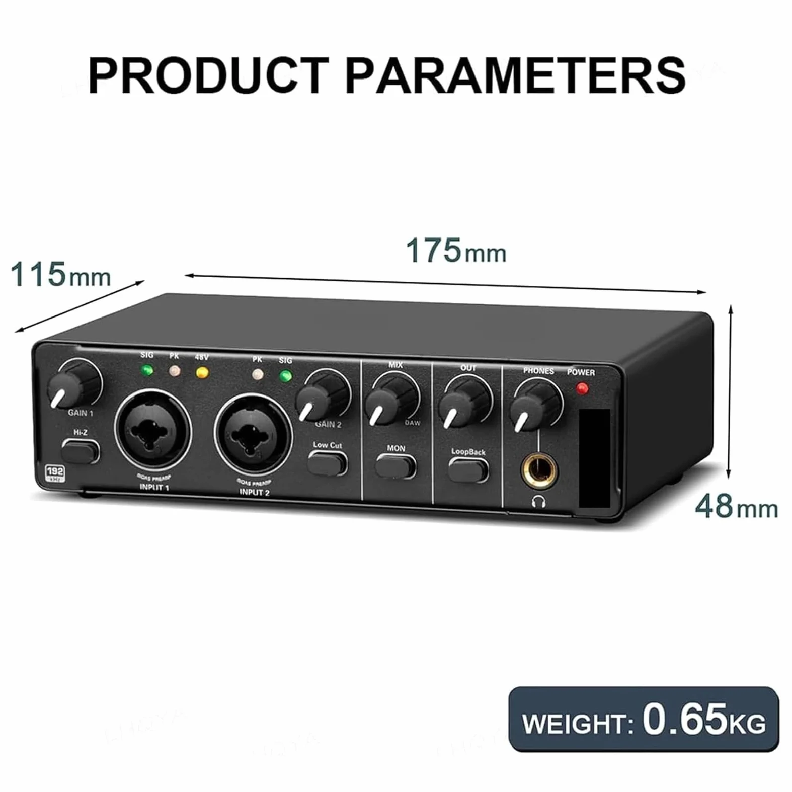 Interfejs audio USB, mikser 24-bitowy/192 kHz z przedwzmacniaczem mikrofonowym do transmisji strumieniowej na żywo, nagrywania i produkcji audiobooków