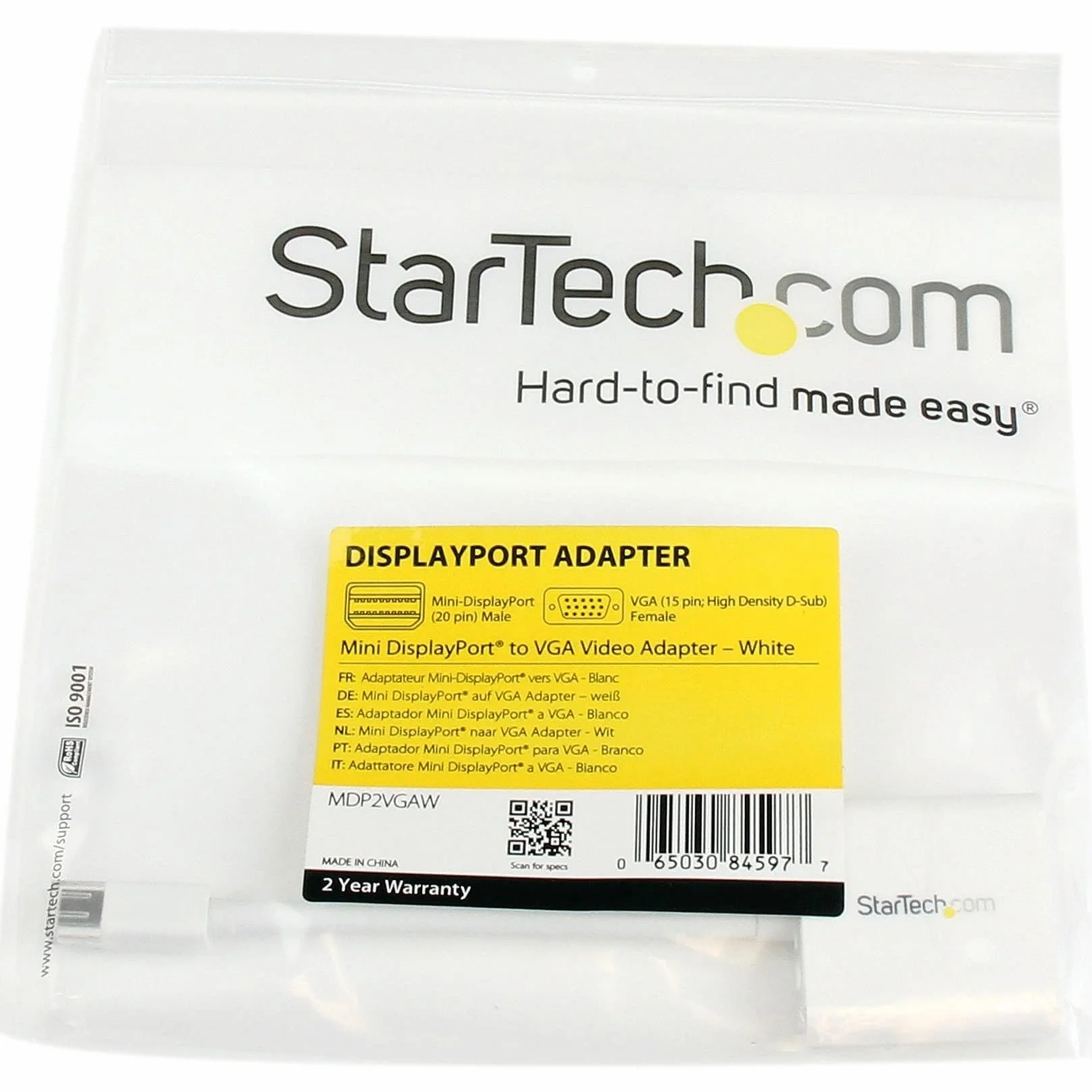 StarTech.com Adapter Mini DisplayPort na VGA - biały - 1080p - adapter do monitora Thunderbolt na VGA - konwerter Mini DP na VGA (MDP2VGAW)
