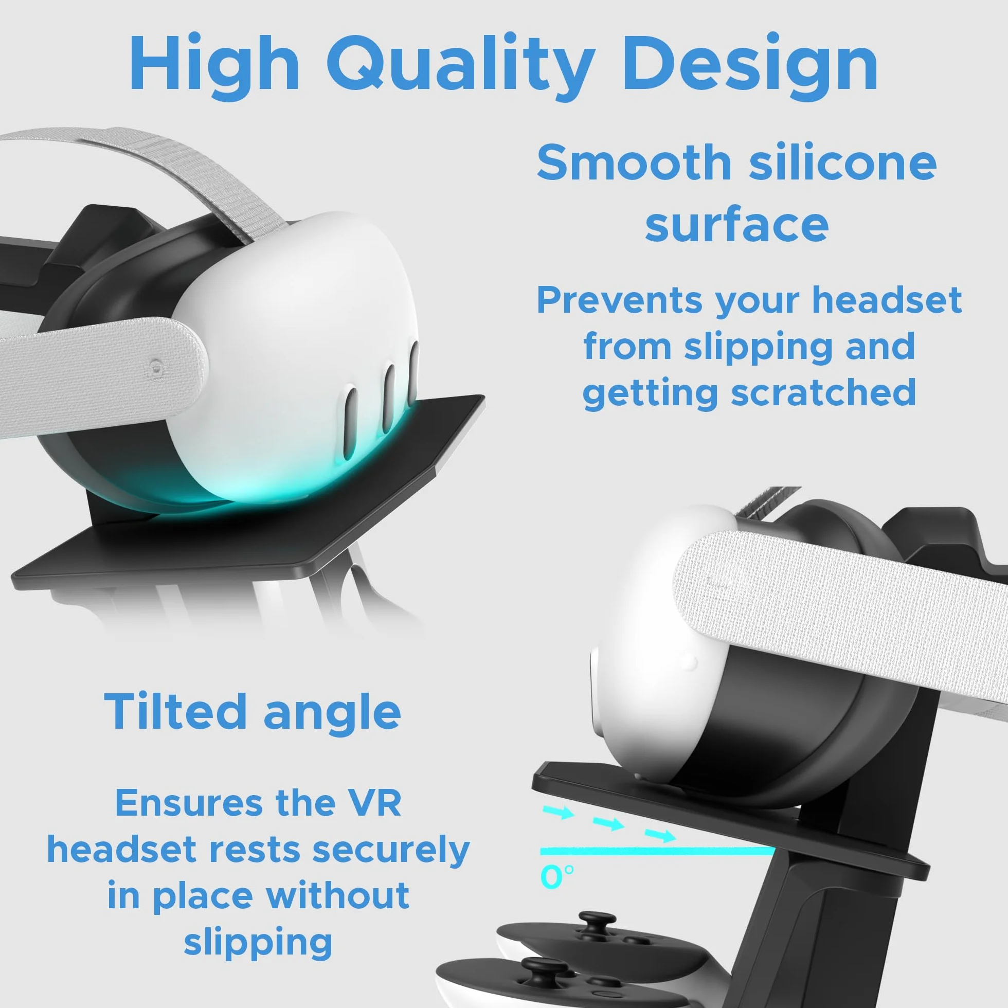 Digicharge Stojak na słuchawki VR do Meta Quest 3S / Quest 3 Oculus Quest 2 VR Mount Display Storage do zestawu słuchawkowego i kontrolerów dotykowych