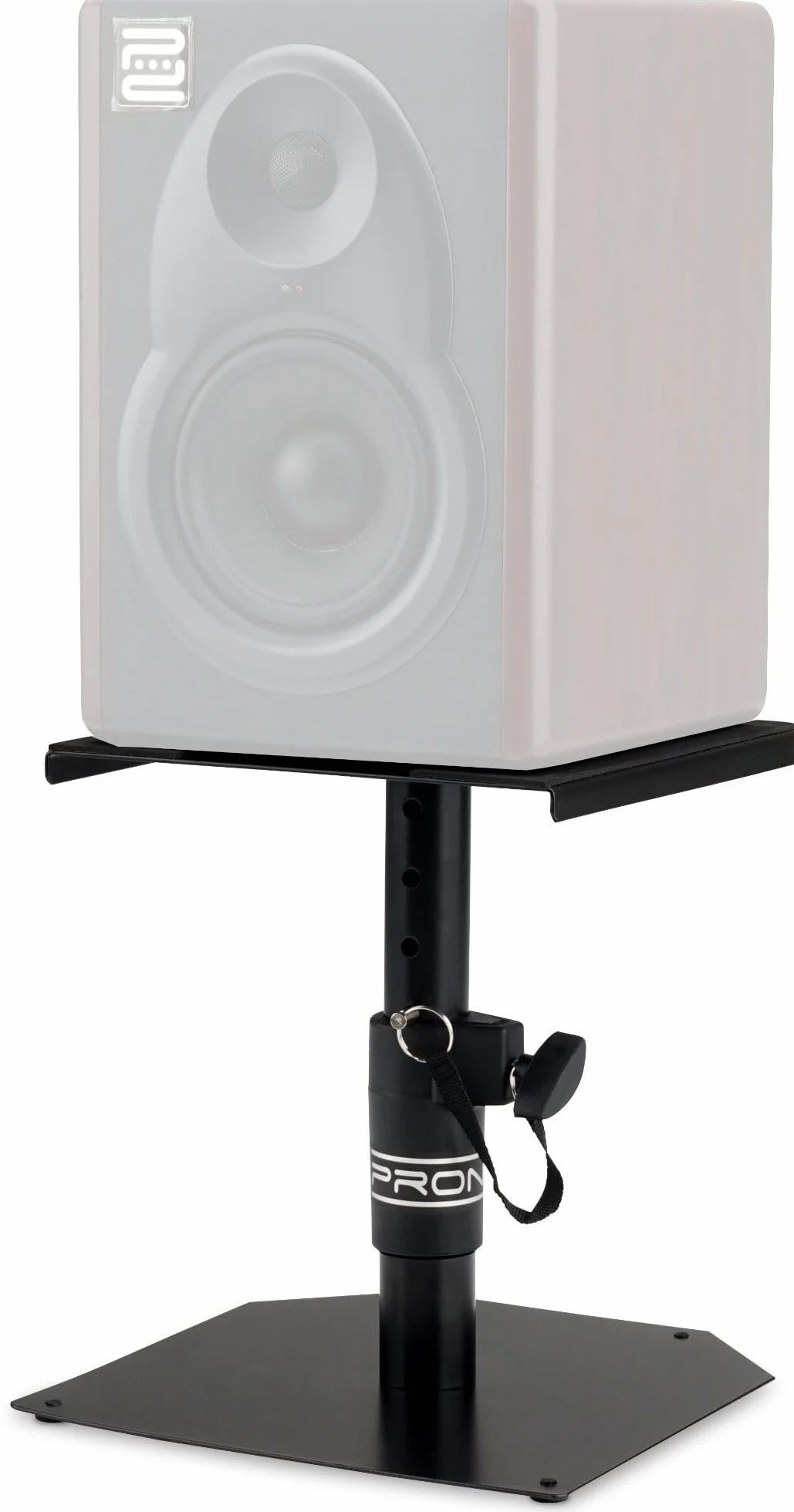 Pronomic SLS-15 monitory stołowe do monitorów studyjnych (2 stabilne stojaki głośnikowe do monitorów studyjnych, niski profil, regulacja wysokości od 18,5 cm do 27,5 cm, powierzchnia do przechowywania