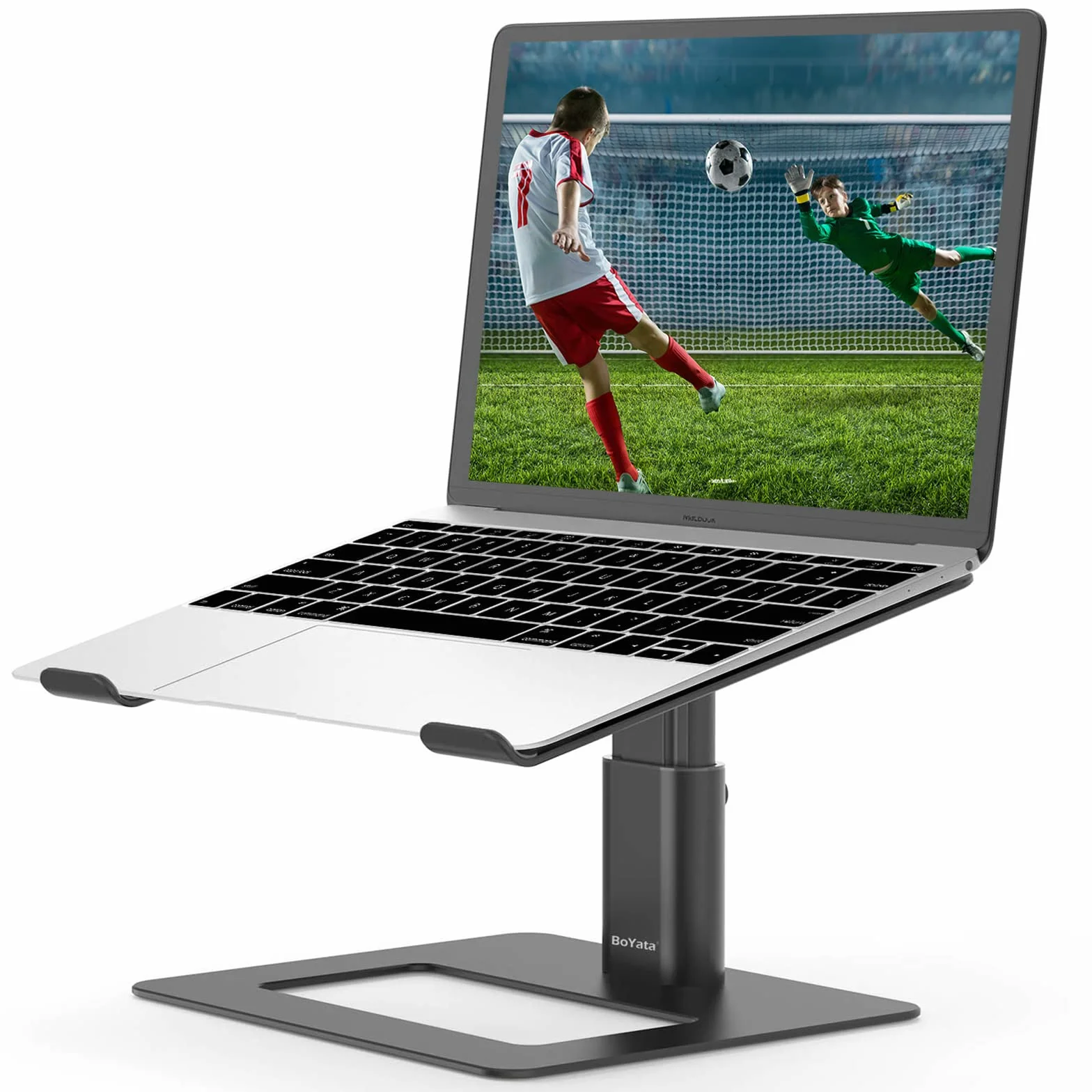 BoYata Stojak na laptopa, wentylowany uchwyt na laptopa z regulacją wysokości, Stojak na notebooka kompatybilny z komputerami MacBook Pro/Air, Dell, HP, Samsung, Acer 10–17" (Czarny)