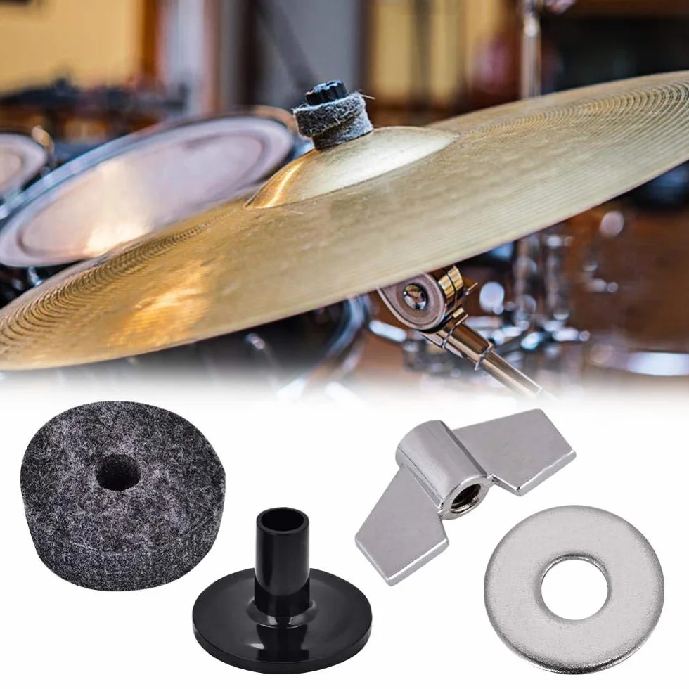 Alomejor Cymbal akcesoria zamienne filc cymbal Hi-Hat sprzęgło filcowe nakrycie głowy kubek filcowe rękawy z podstawowymi nakrętkami skrzydełkowymi i podkładką talerzową do zestawu perkusyjnego