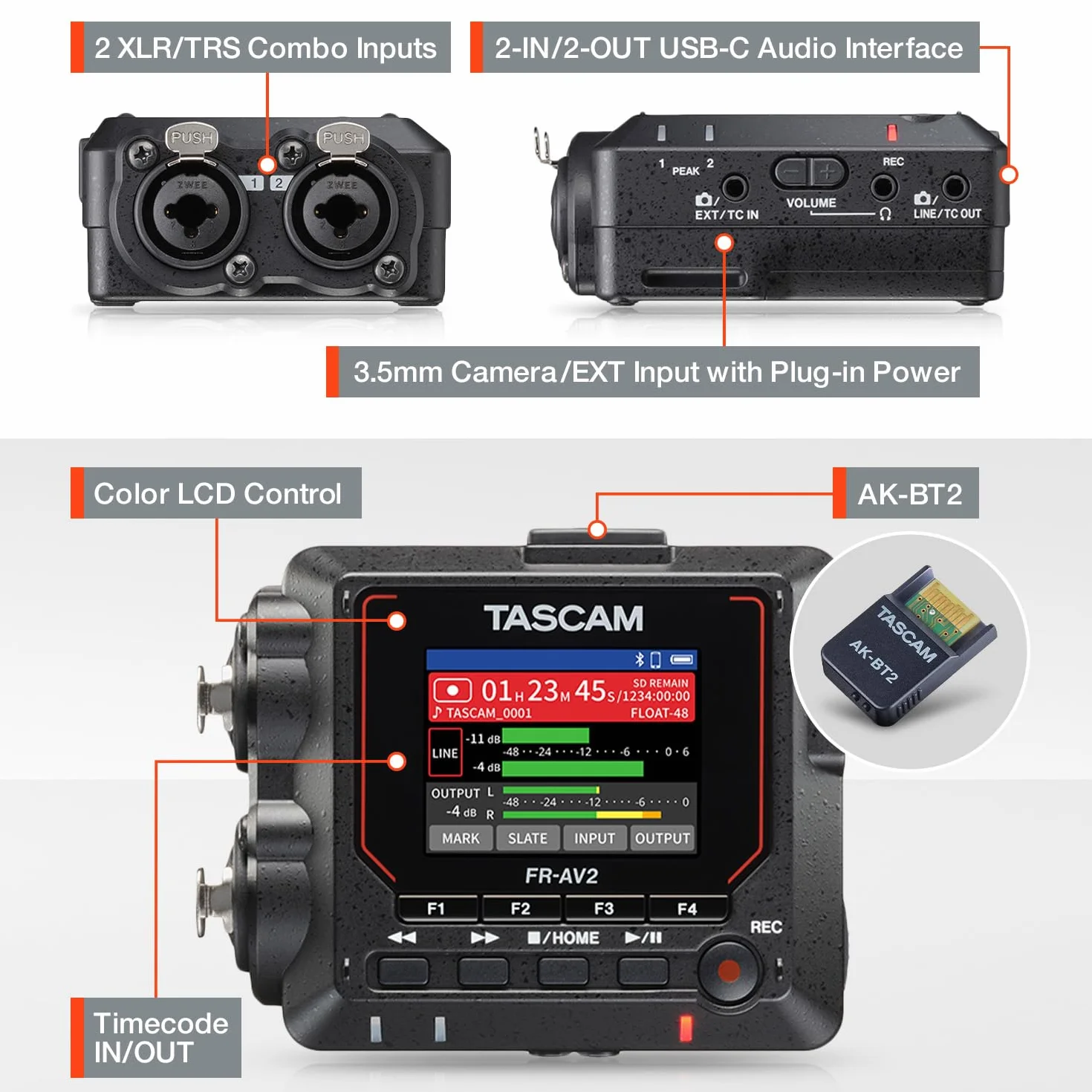 TASCAM FR-AV2 – kompaktowy 32-bitowy rejestrator pola pływakowego i generator kodów czasowych z mikserem