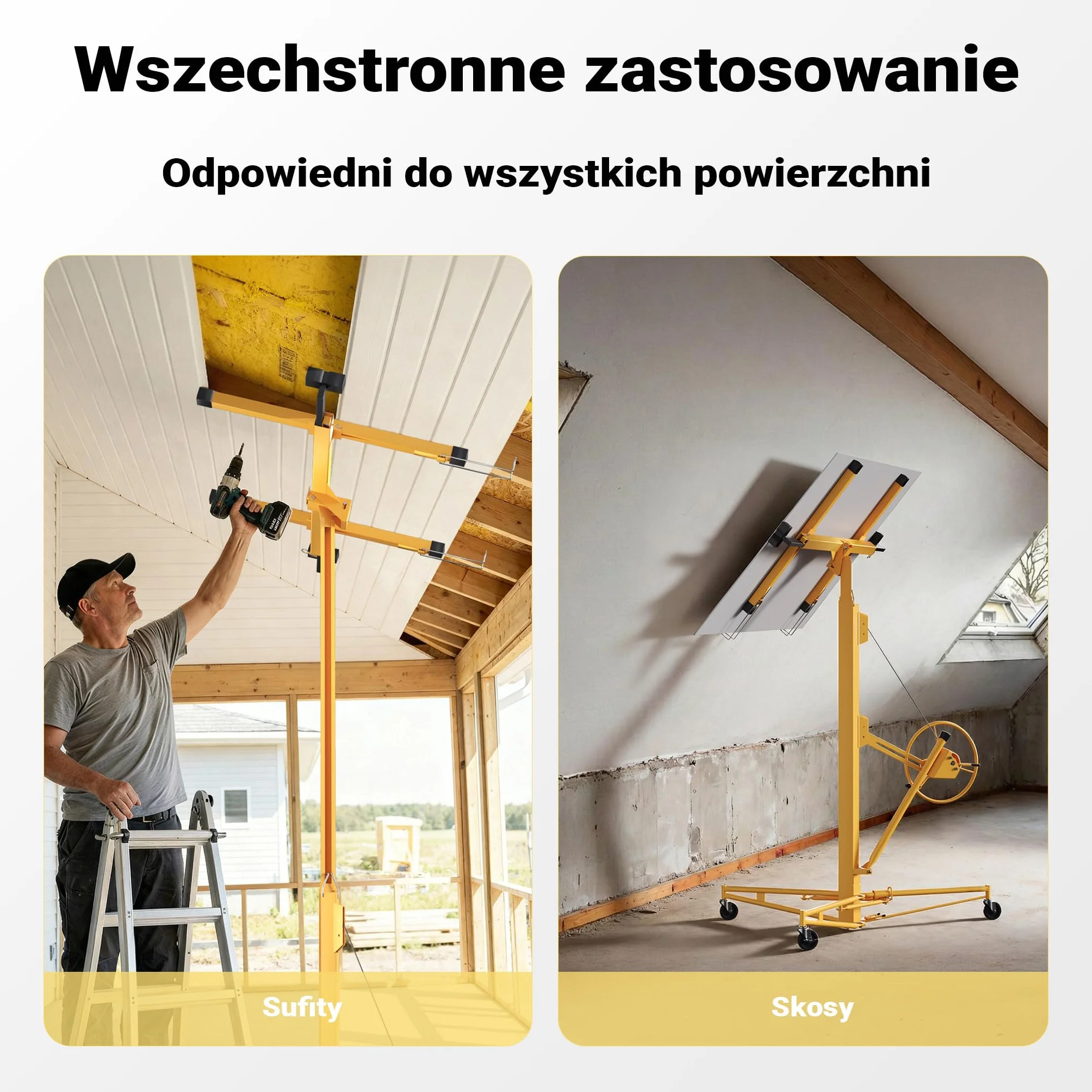 XPOtool Podnośnik do płyt kartonowo gipsowych do 68kg regulowana wysokość 188-487cm pomoc montażowa