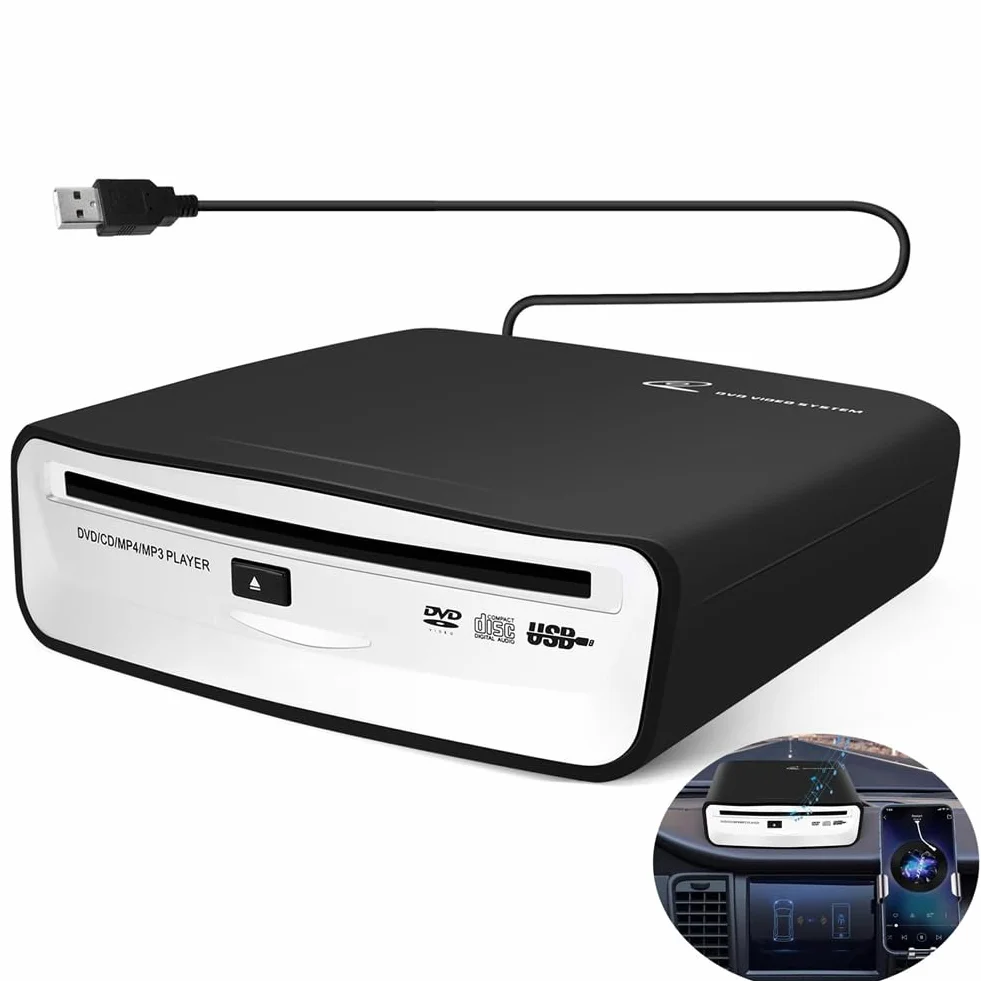 Uniwersalny przenośny zewnętrzny odtwarzacz CD do samochodu, może być podłączony do portu USB w samochodzie, laptopie lub telewizorze, do nawigacji z systemem Android 4.0 i
