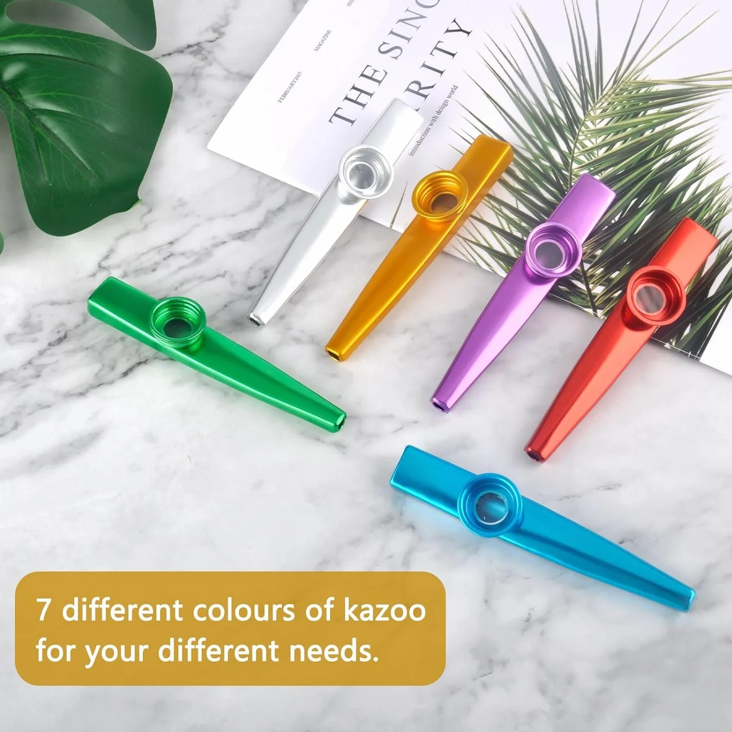 Kazoo Kazoo zestaw instrumentów muzycznych Kazoo z metalu, 14 instrumentów muzycznych Kasu ze stopu aluminium, metal Kazoo, w 7 kolorach, na prezent na imprezę, flet do nosa dla dzieci, miłośników